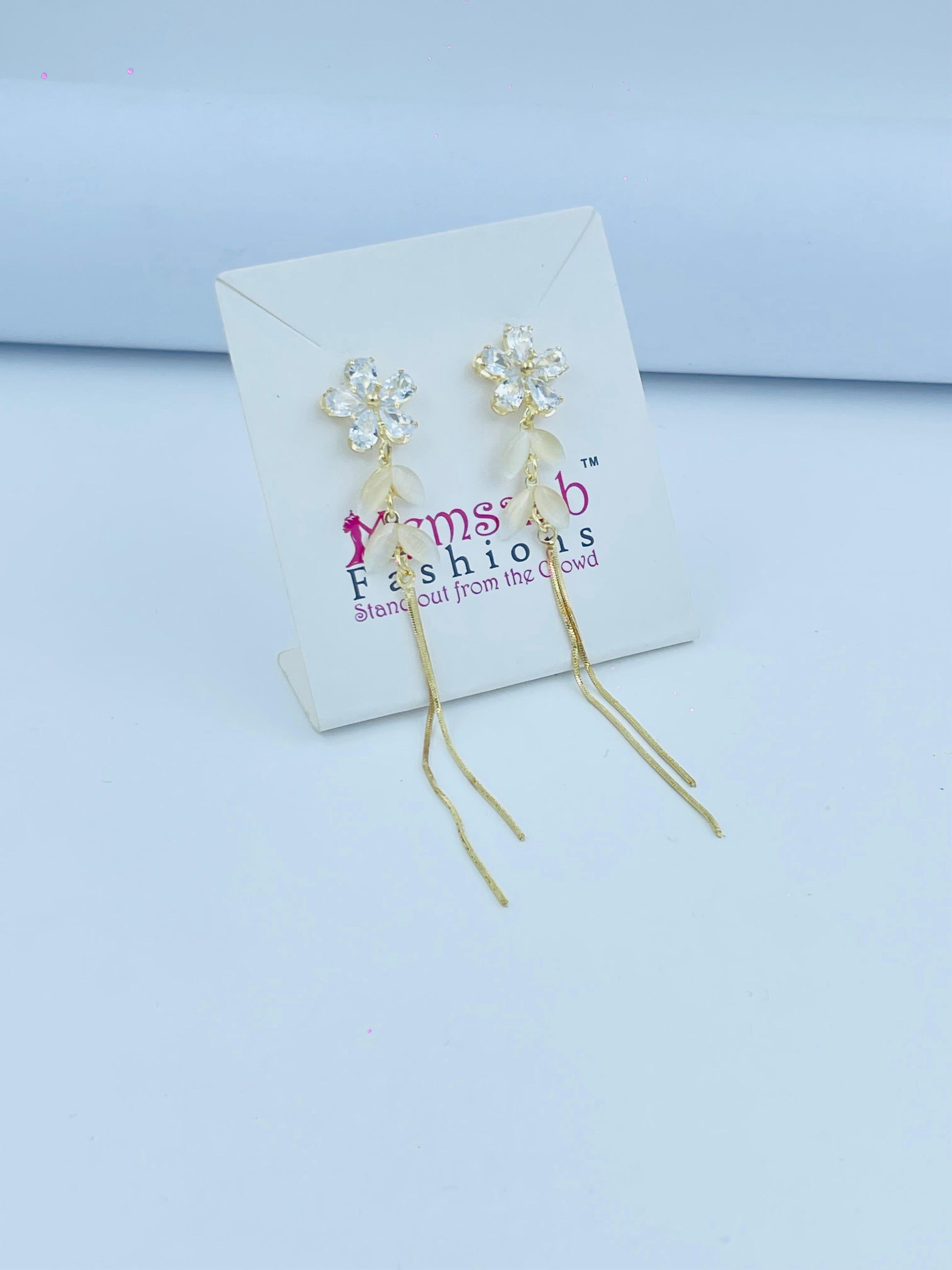Delicate Flower Crystal Drop Earrings