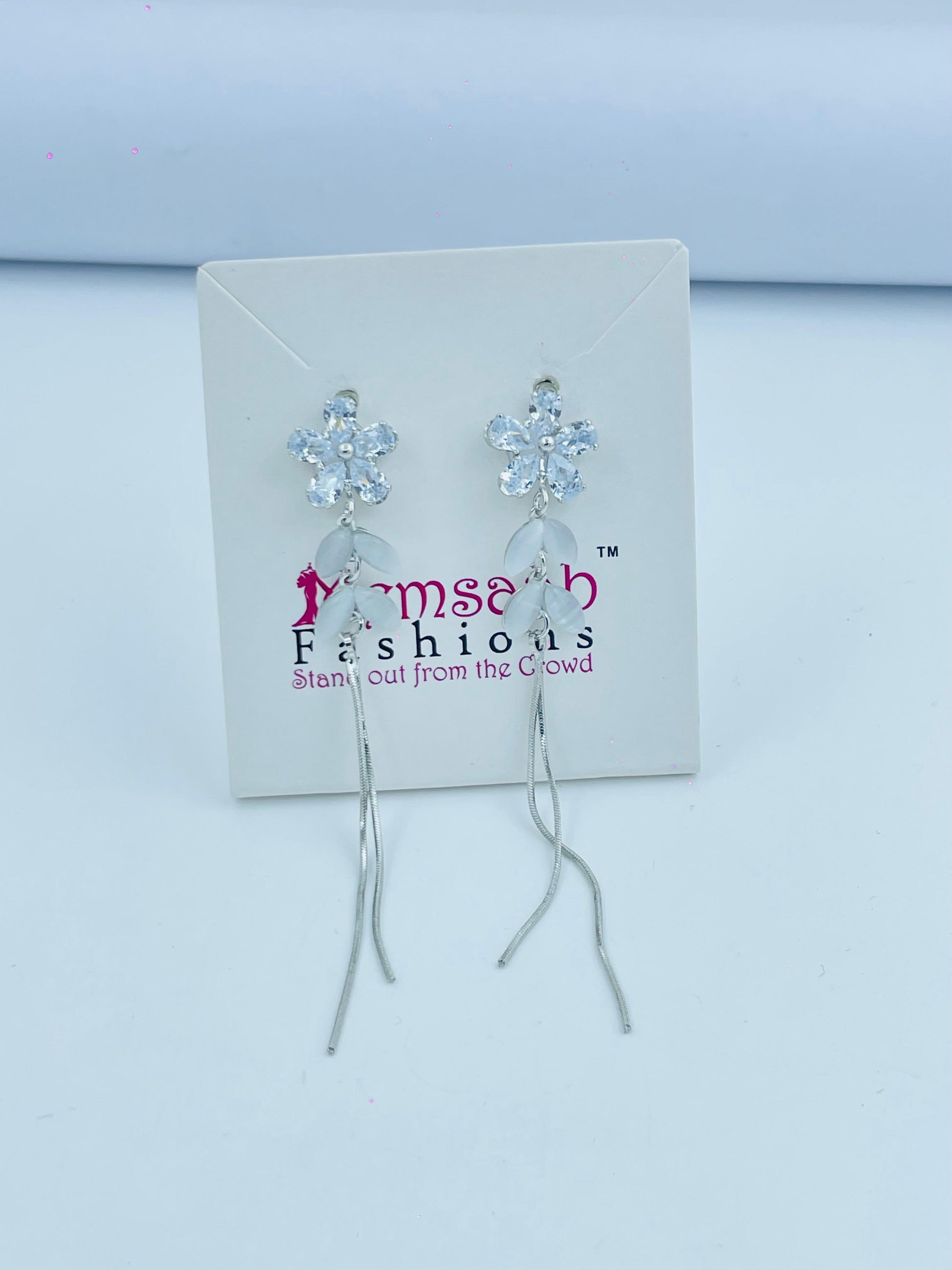 Delicate Flower Crystal Drop Earrings