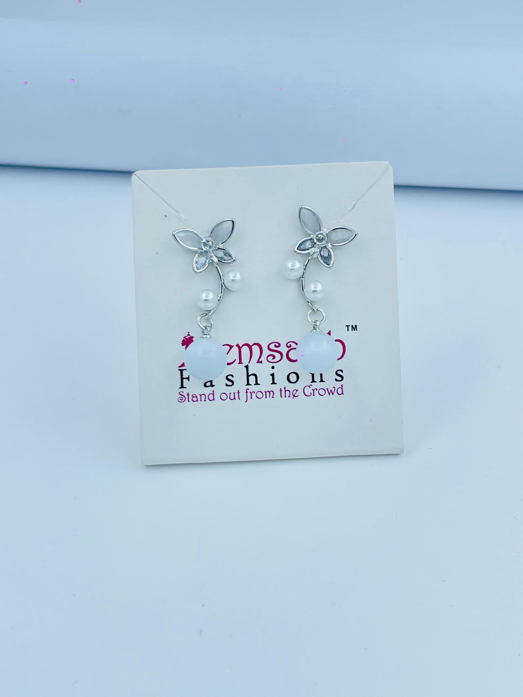Floral Dangle Earrings with Pearls - Silver & Gold Options