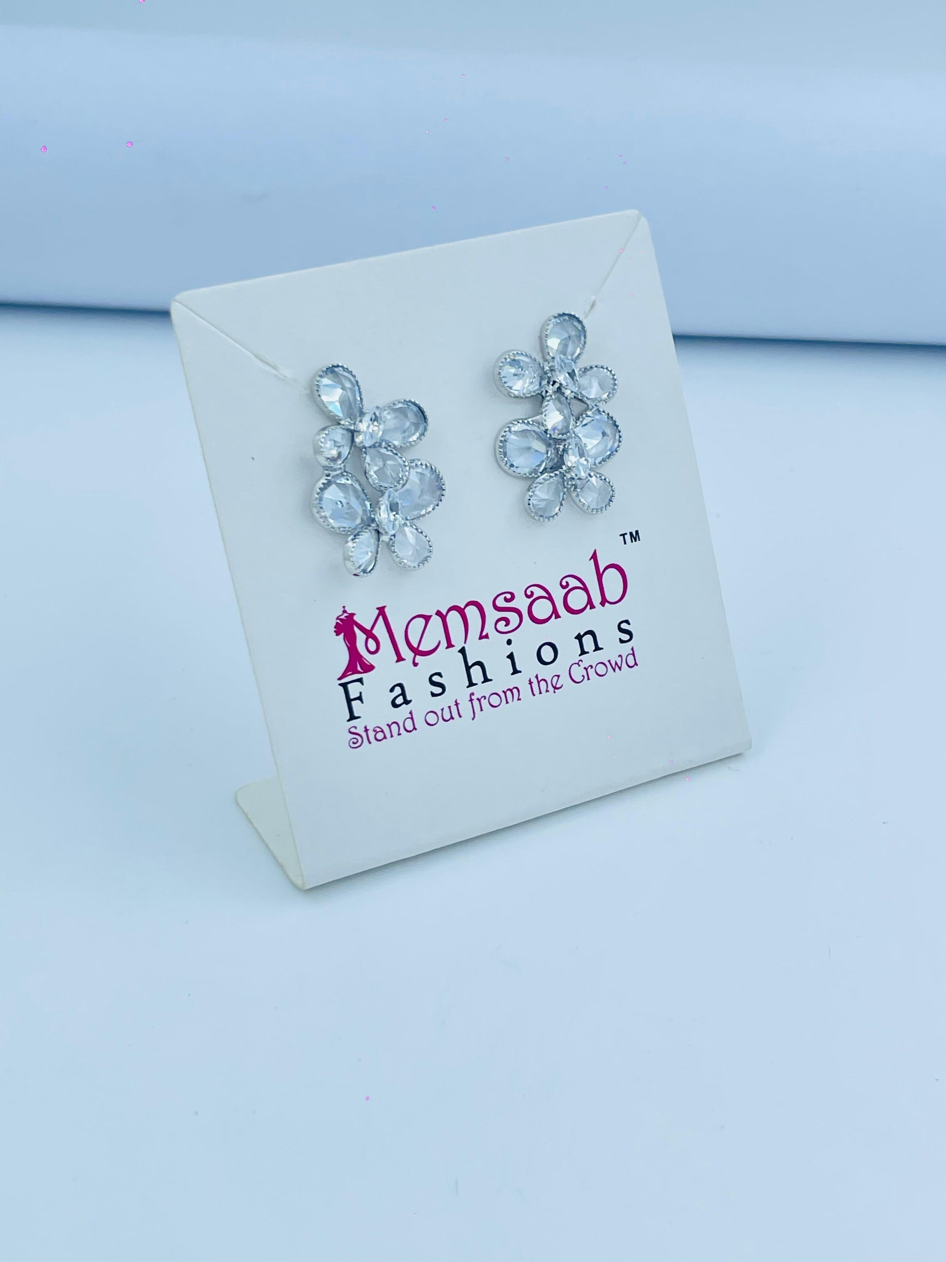 Floral Crystal Dangle Earrings - Gold & Silver Variants