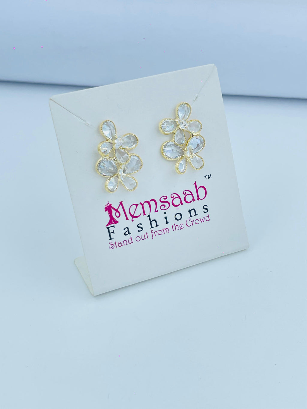Floral Crystal Dangle Earrings - Gold & Silver Variants