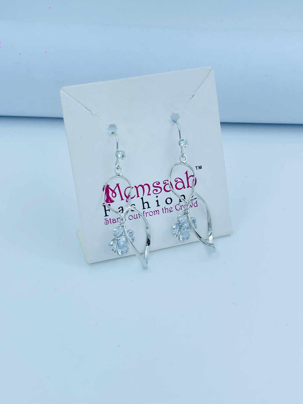 Floral Hoop Dangle Earrings - Gold & Silver with Crystals