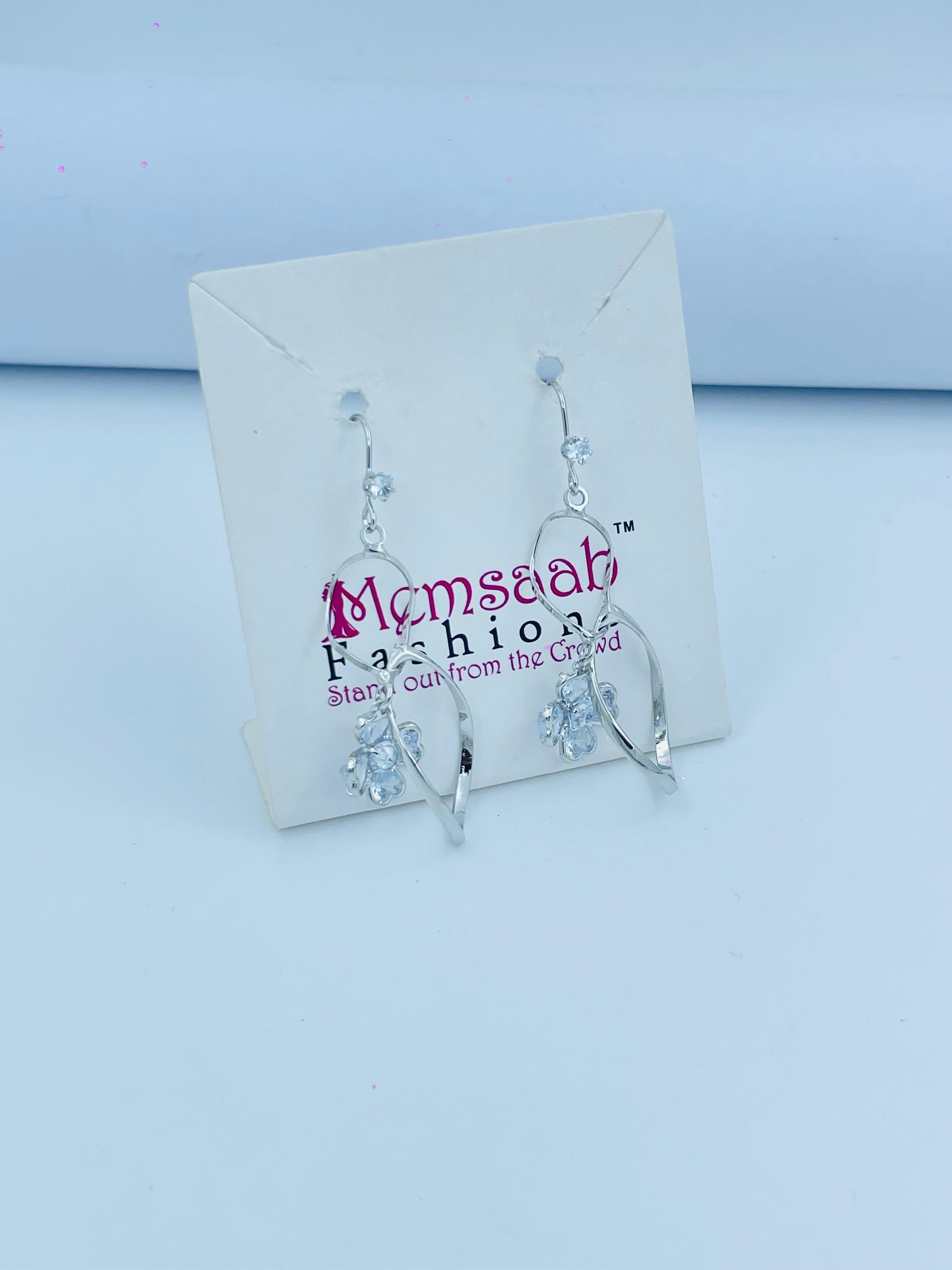 Floral Hoop Dangle Earrings - Gold & Silver with Crystals