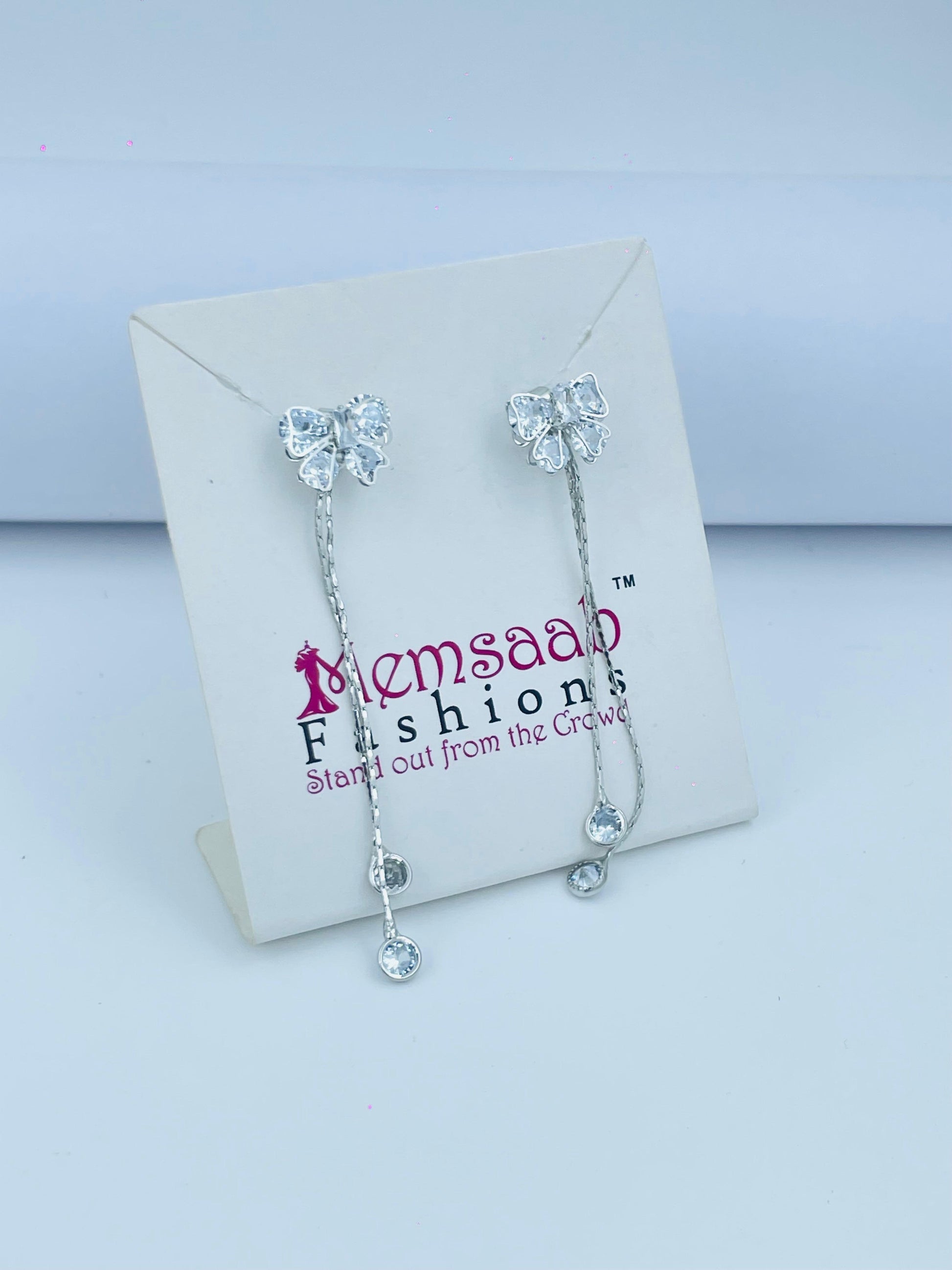 Stylish Butterfly Earrings with Crystal Drops in Silver and Gold