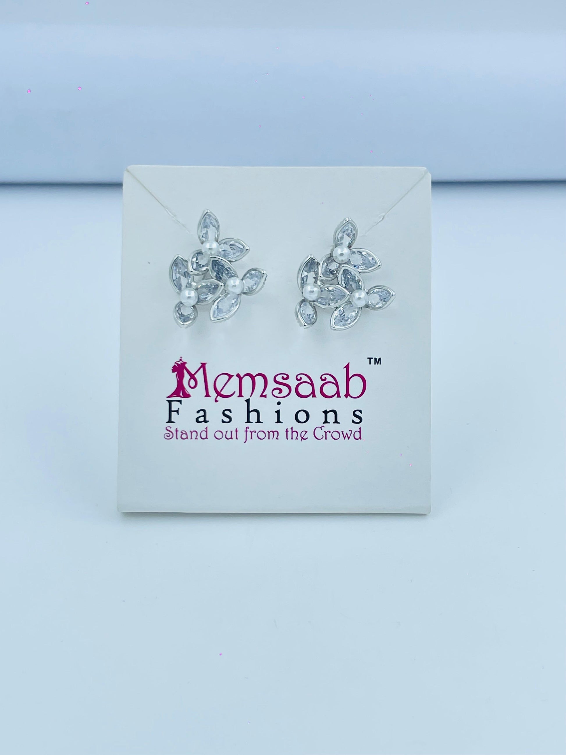 Elegant Butterfly Stud Earrings with Pearls and Crystals in Silver and Gold
