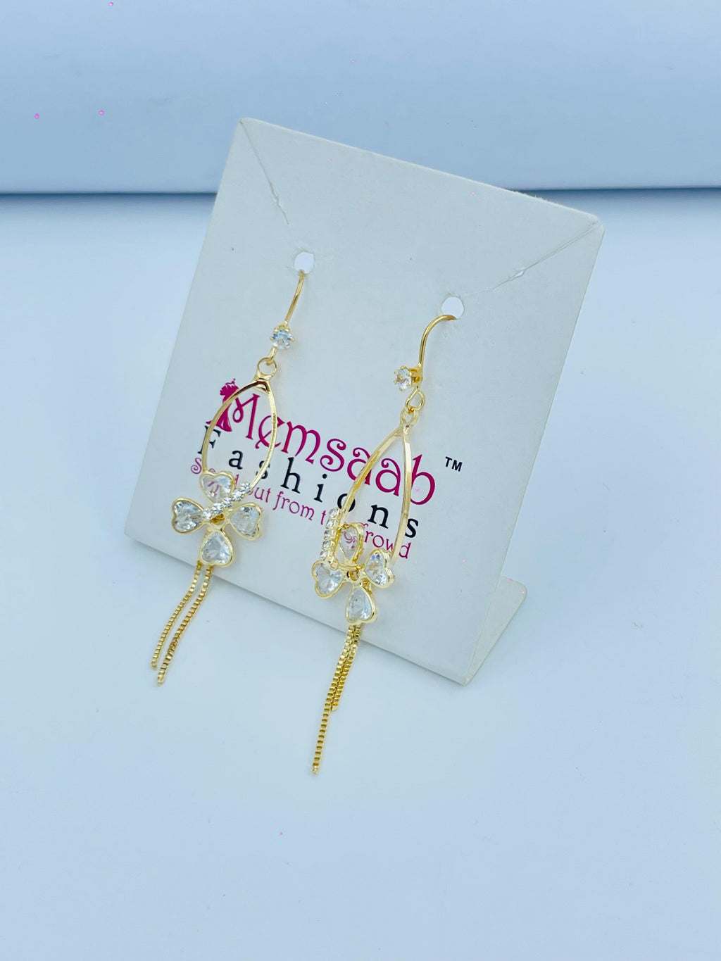 Charming Butterfly Earrings with Crystal Drops in Silver and Gold
