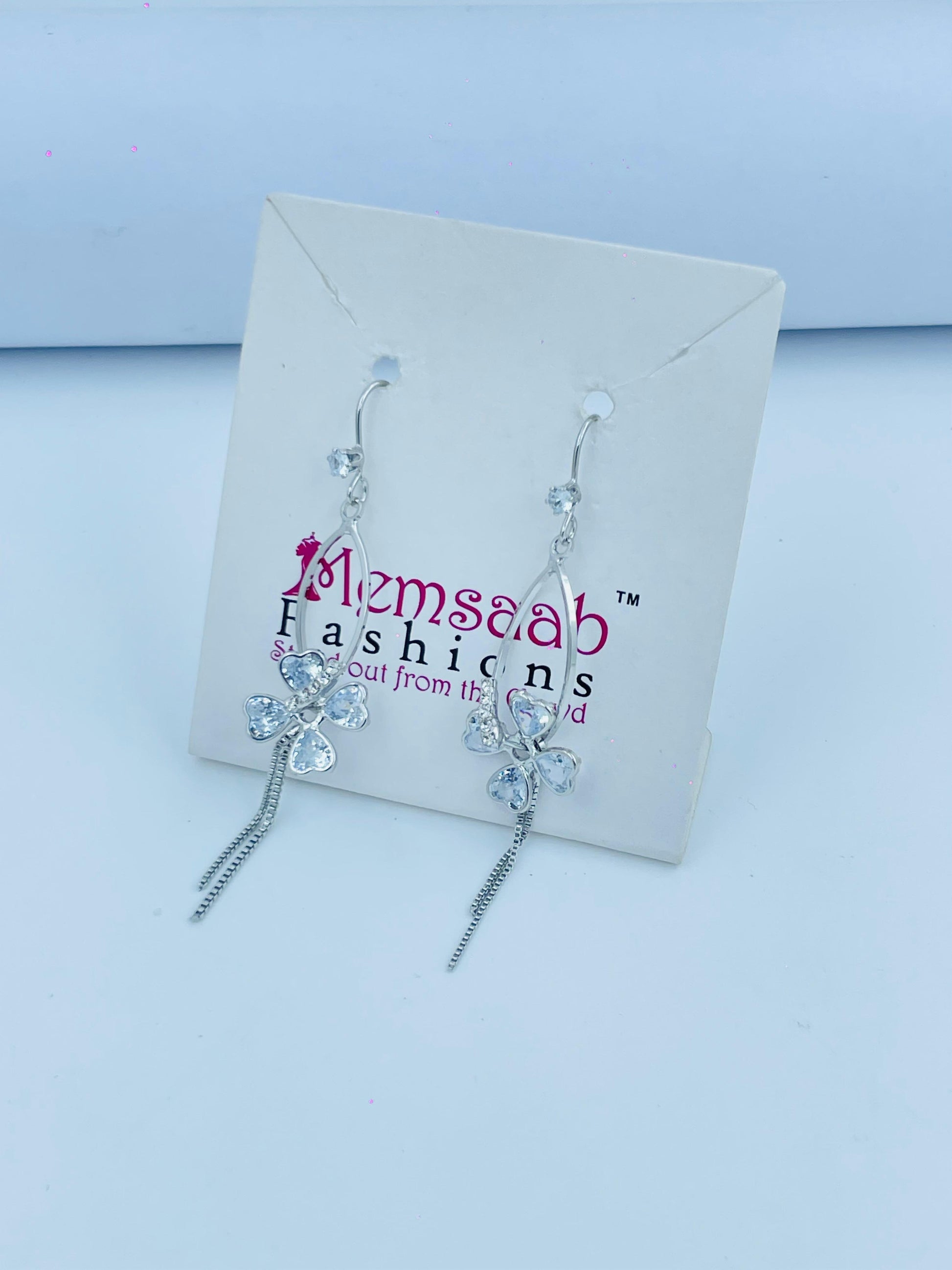 Charming Butterfly Earrings with Crystal Drops in Silver and Gold