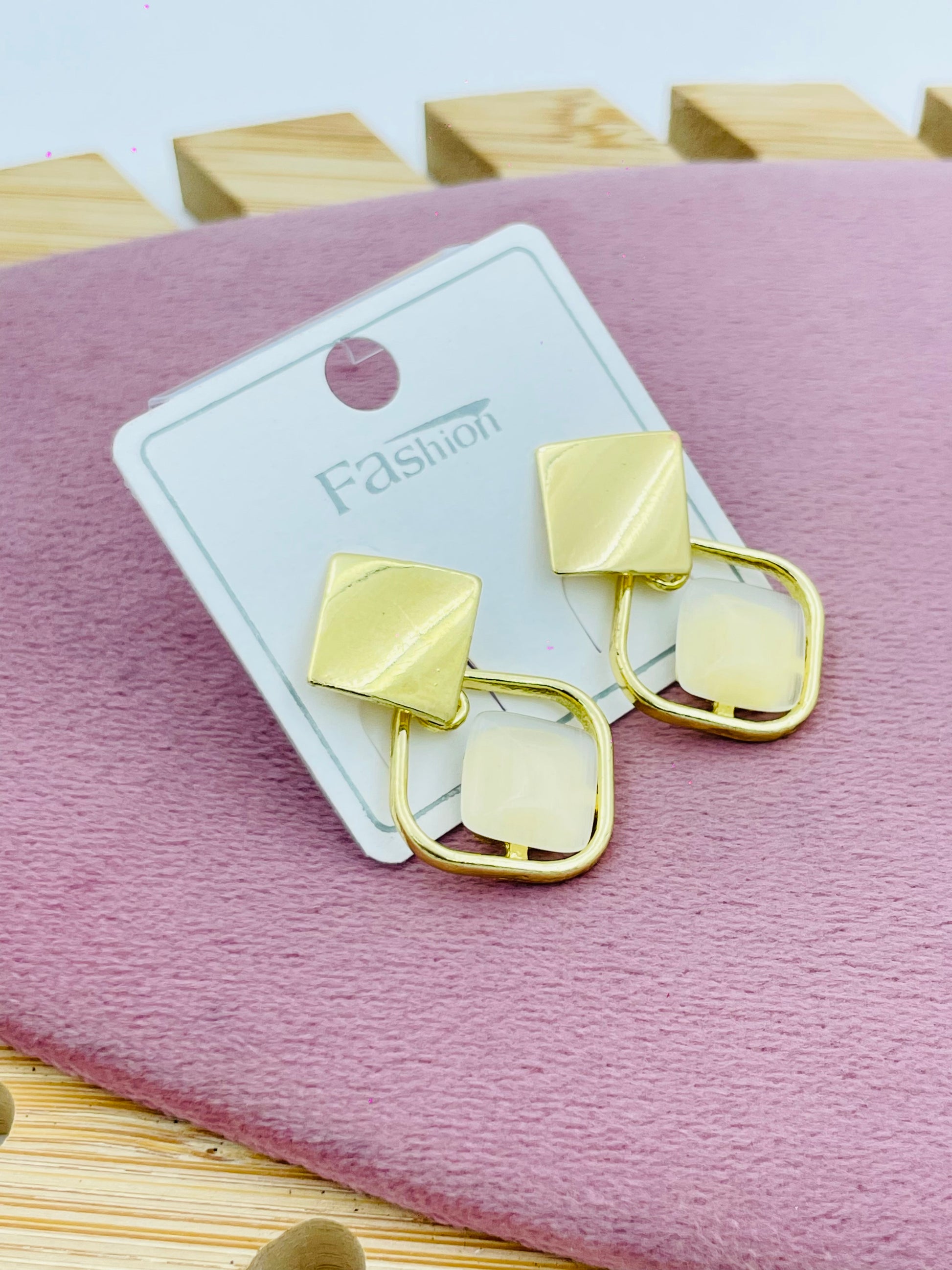 Geometric Gold Dangle Earrings – Modern Fashion Jewelry