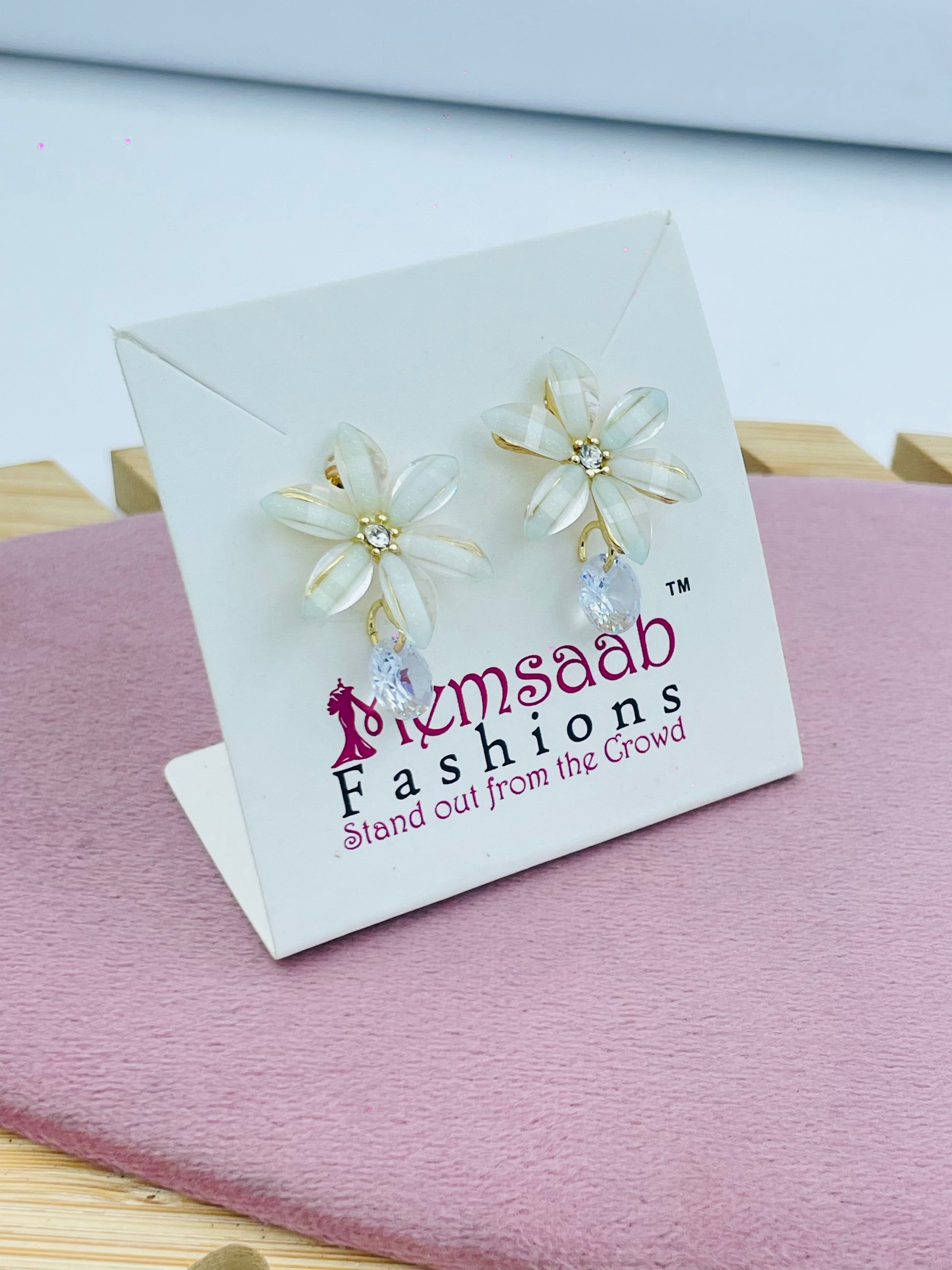 Elegant Floral Earrings with Crystal Accents