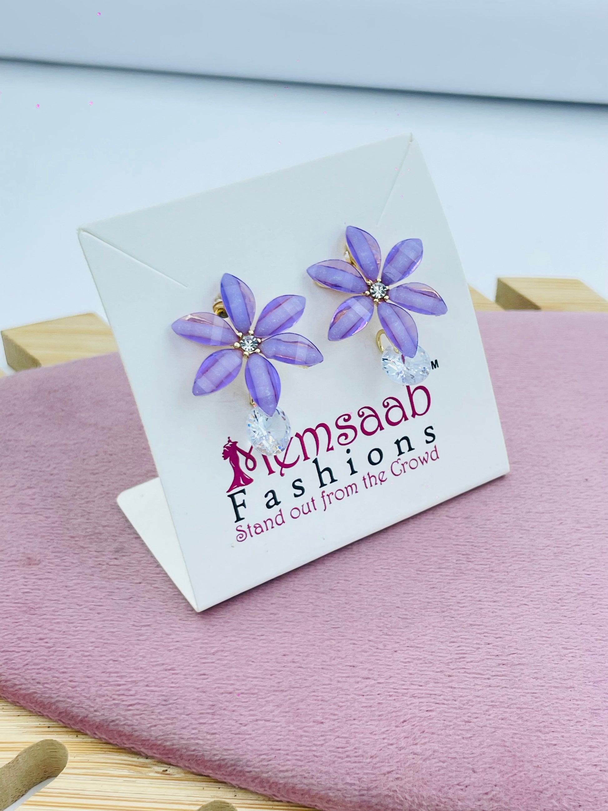 Purple Flower Earrings  Unique Floral Design