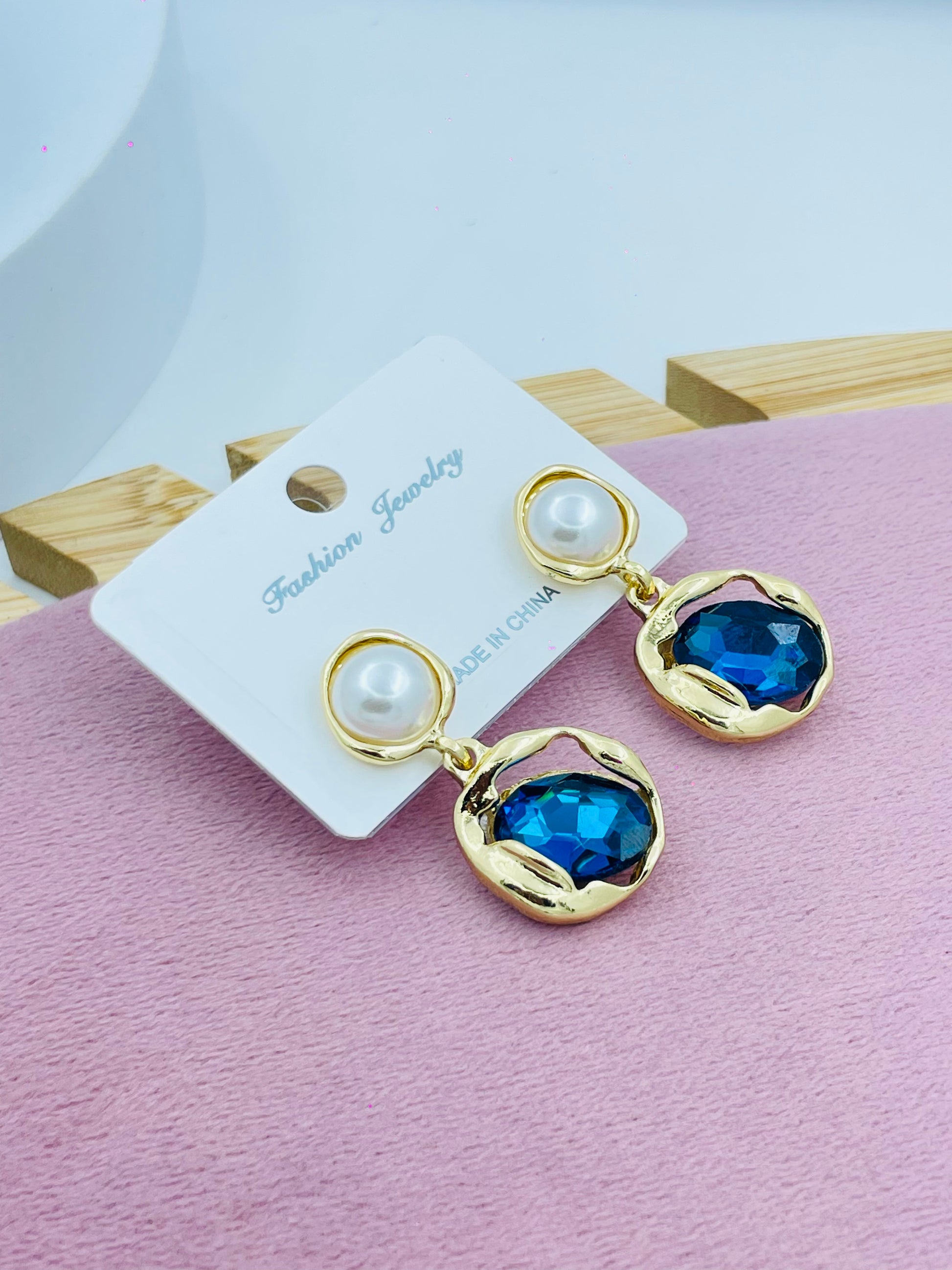 Elegant Blue Gemstone Drop Earrings  Fashion Jewelry