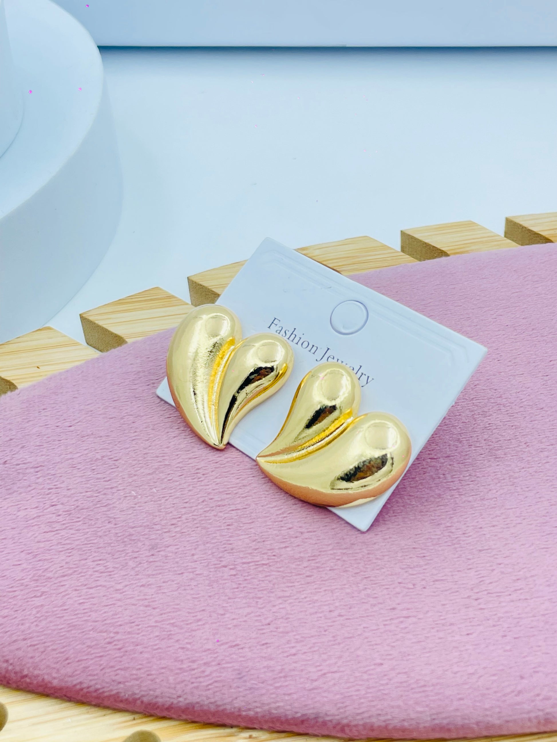 Gold Heart Earrings  Fashion Jewelry