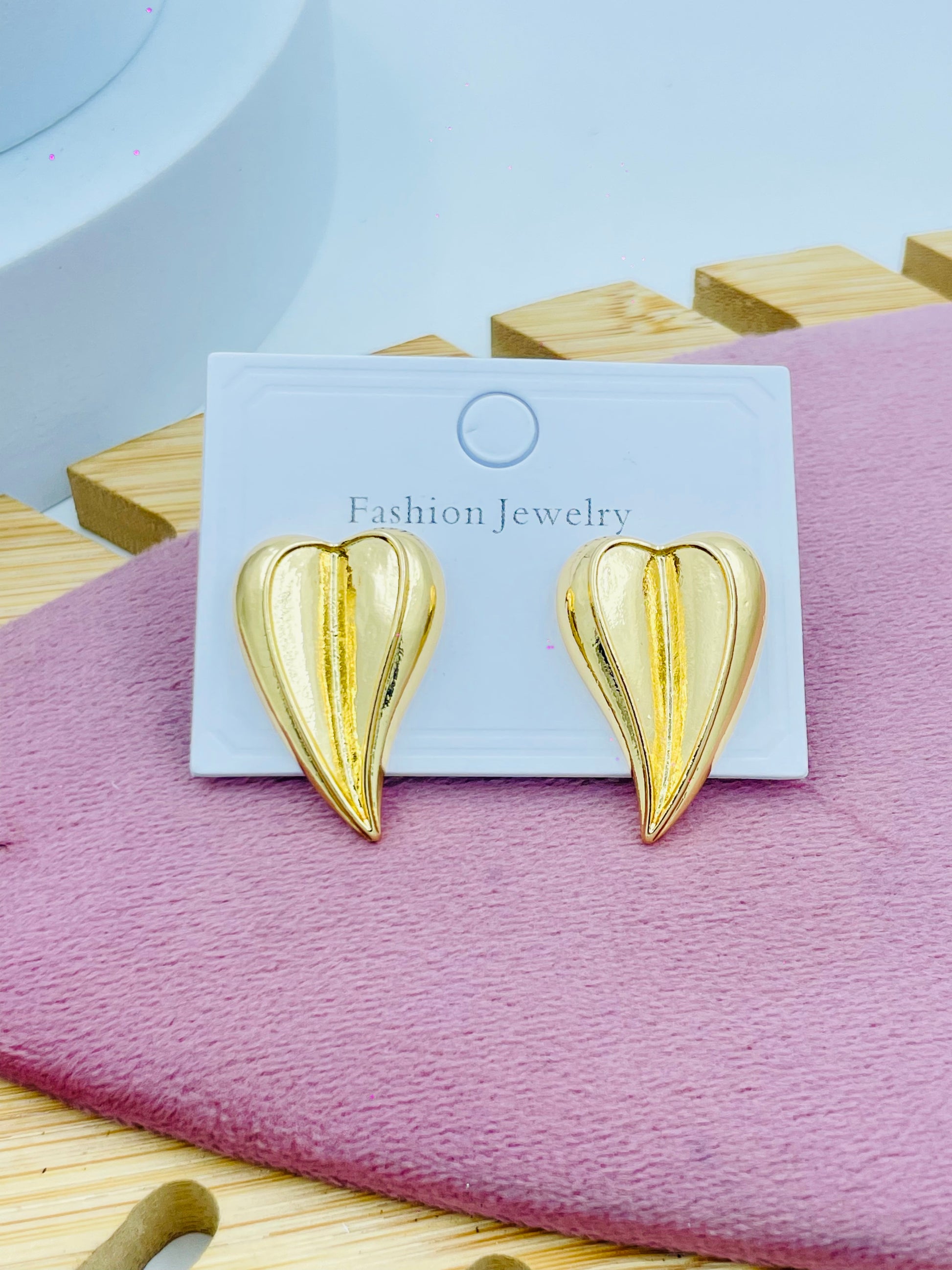 Gold Heart Earrings  Fashion Jewelry