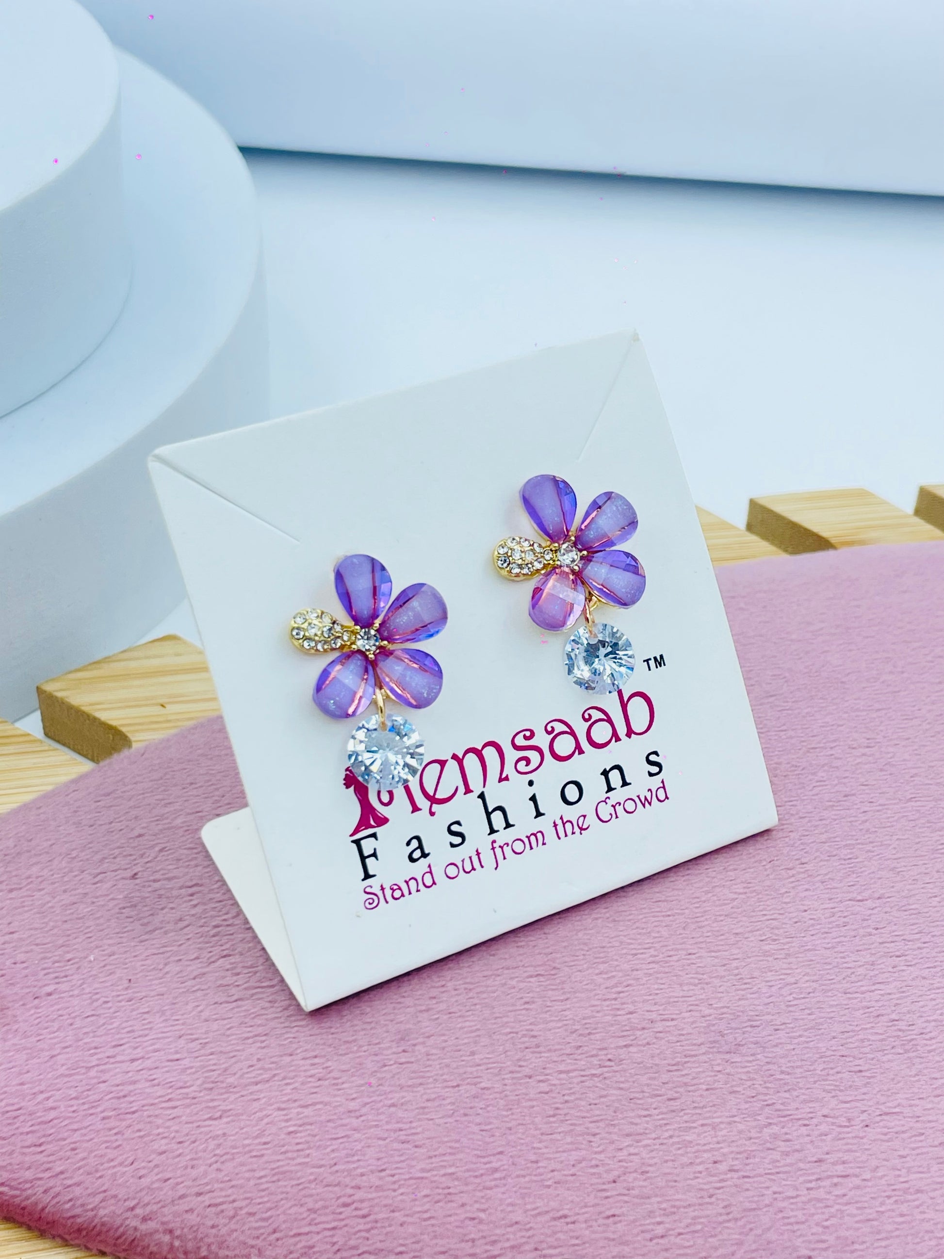 Elegant Purple Floral Earrings