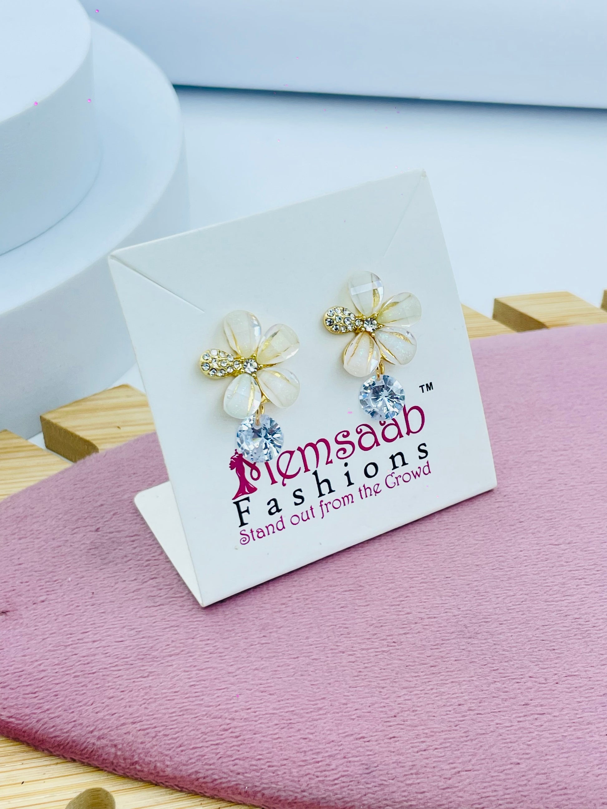 Flower Shaped Crystal Earrings