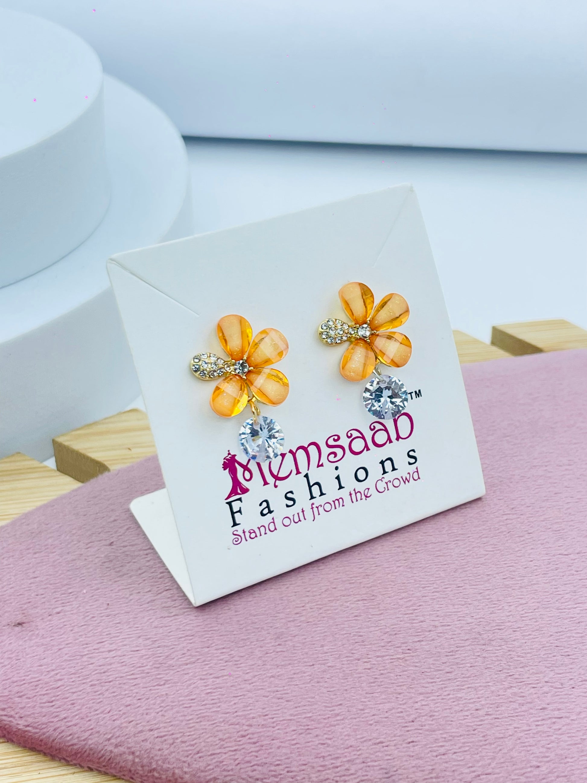 Elegant Orange Flower Earrings