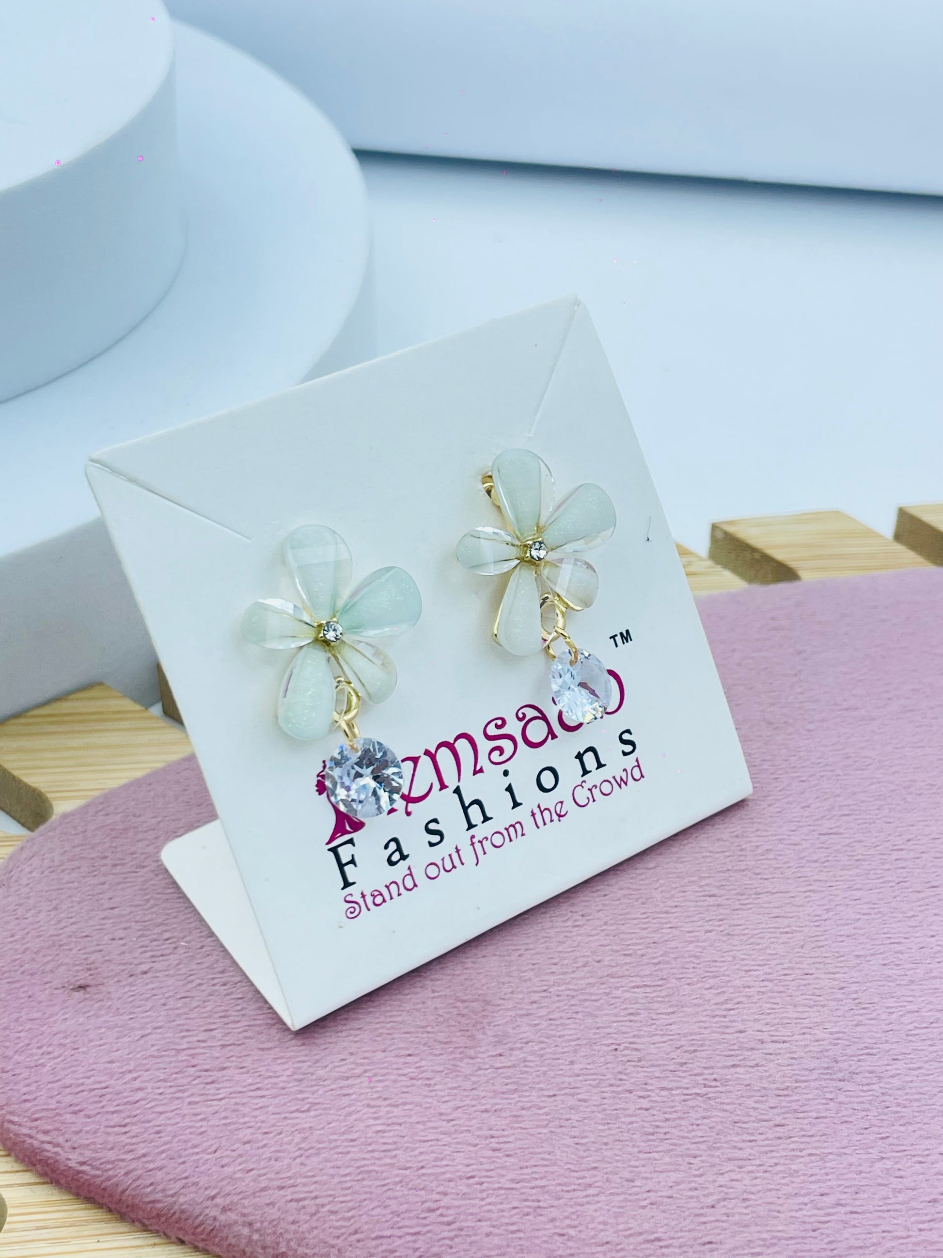 Elegant White Flower Dangle Earrings