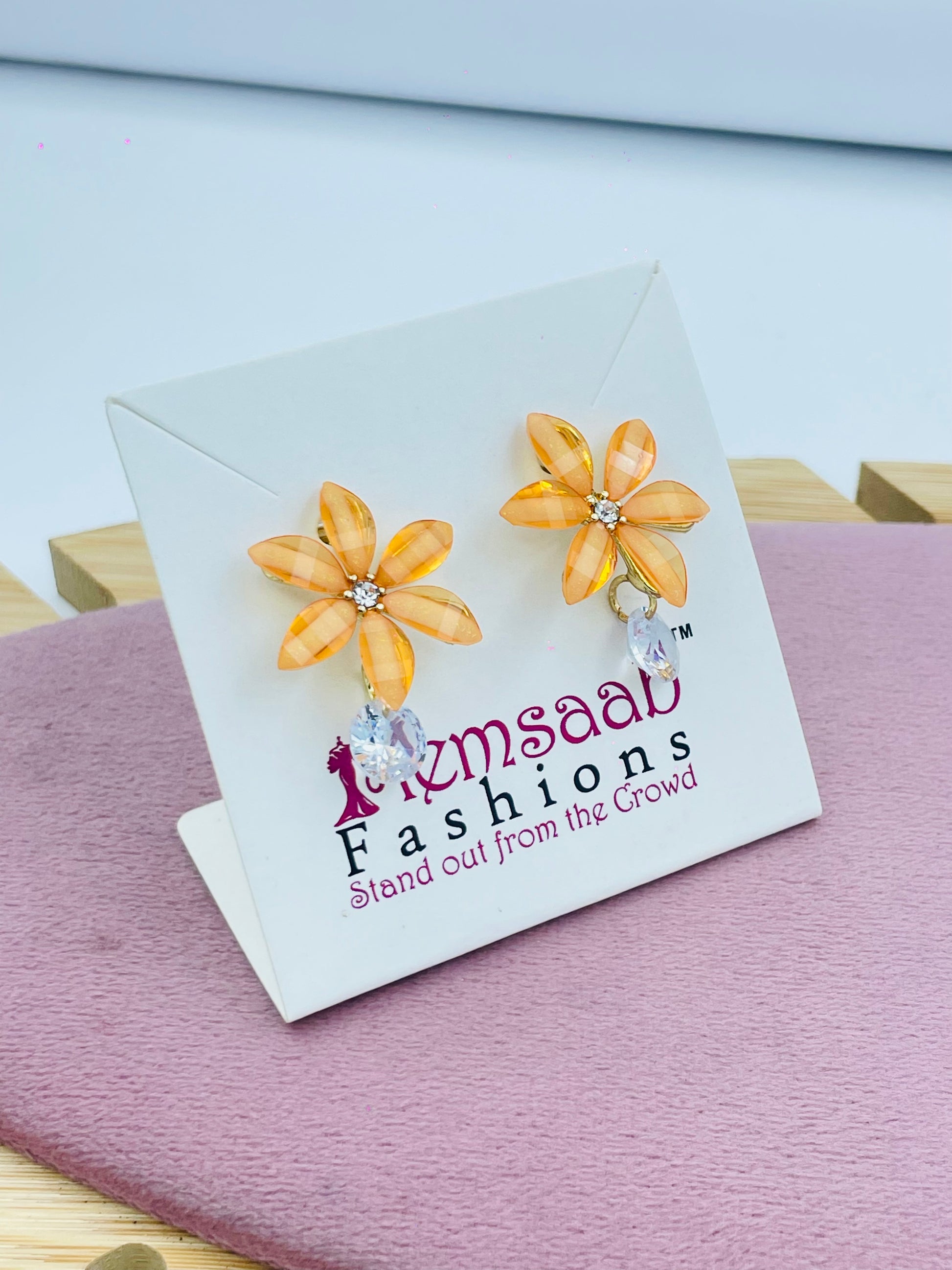 Orange Flower Earrings