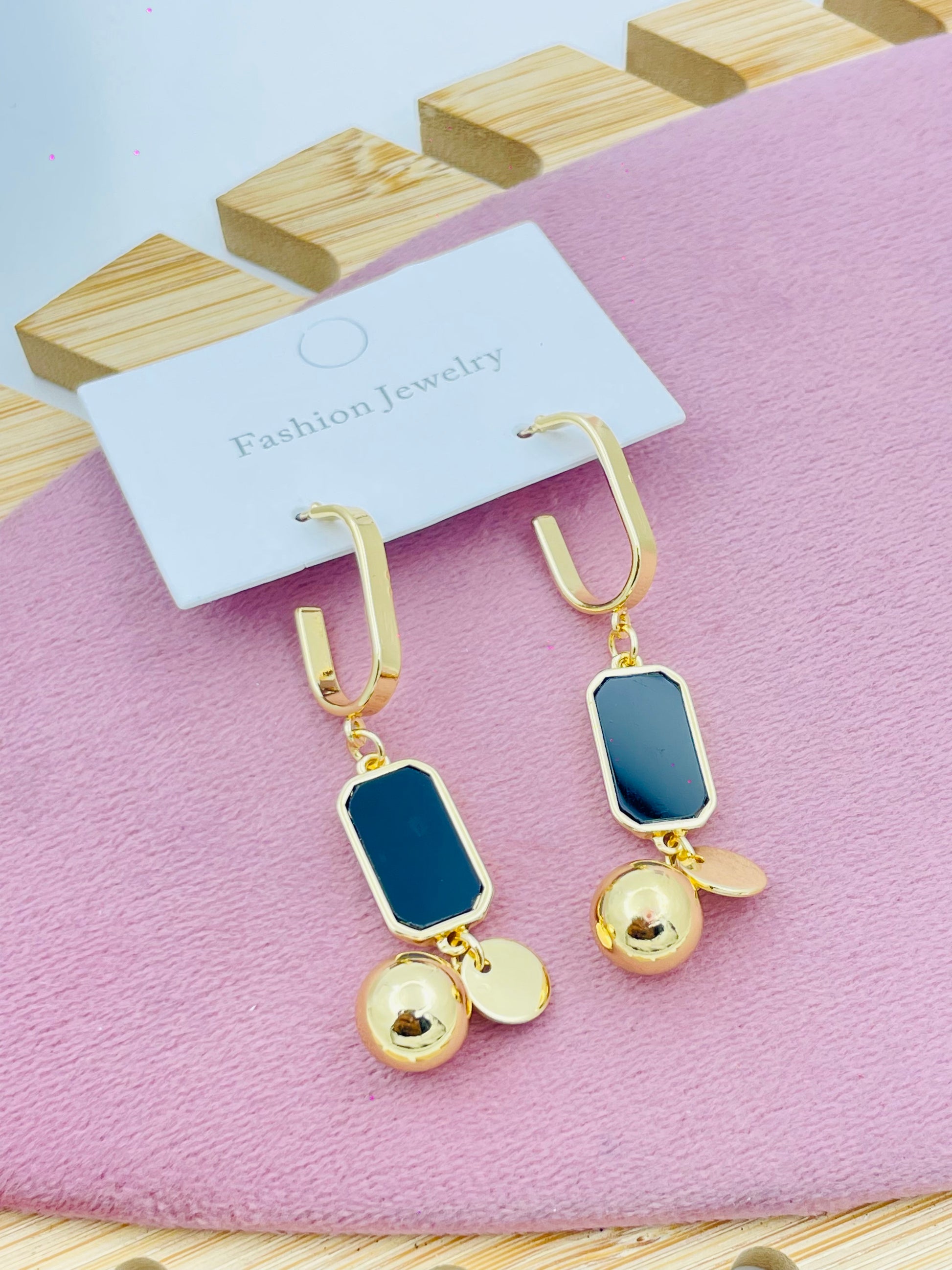 Elegant Gold Rectangle Dangle Earrings