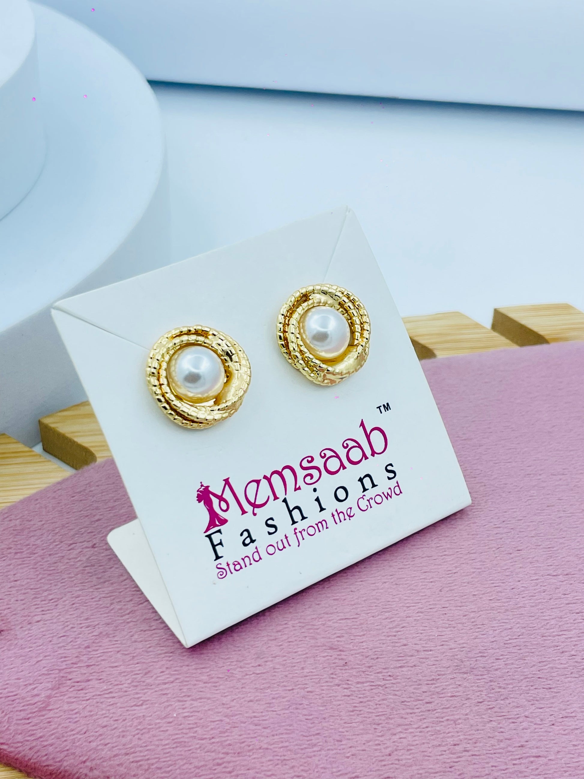 Elegant GoldTone Pearl Stud Earrings