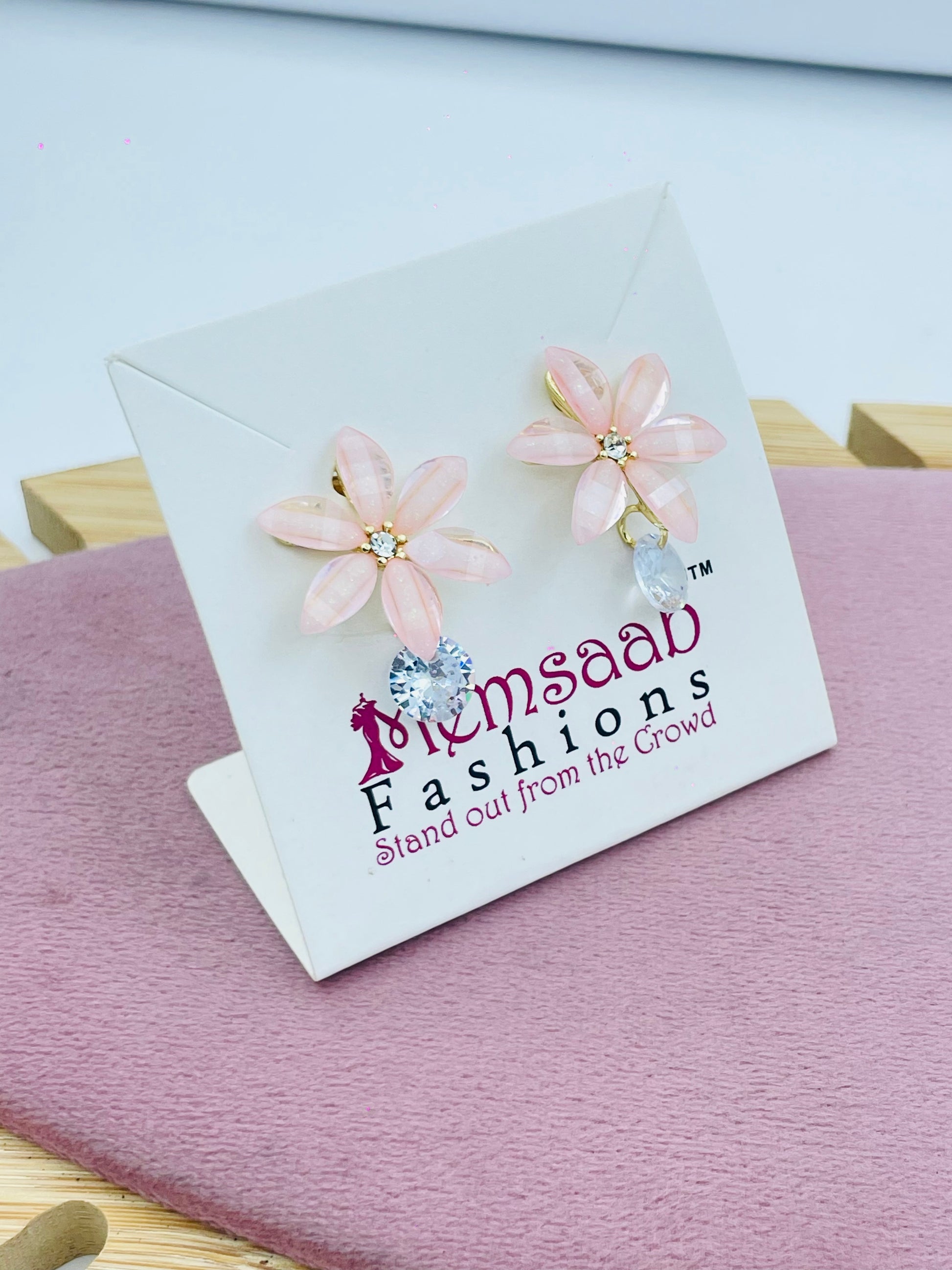 Elegant Pink Floral Earrings  Stylish Jewelry