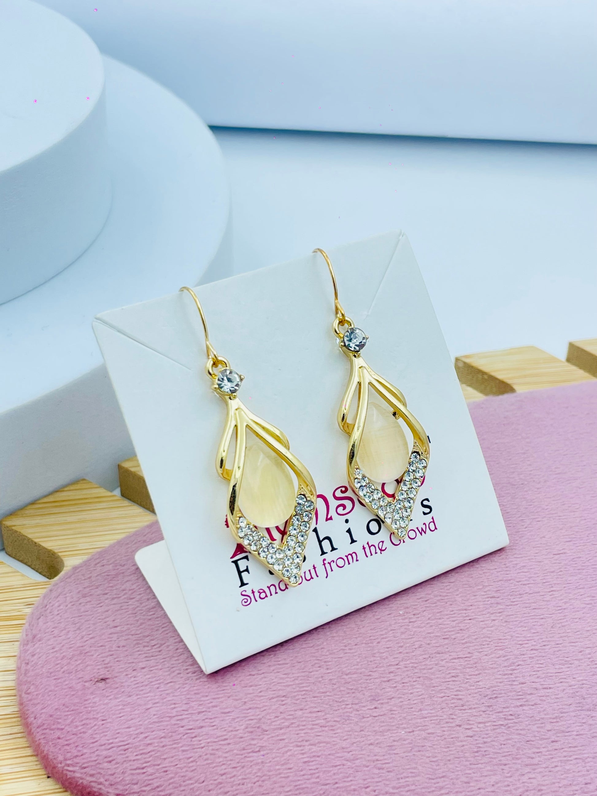 Elegant Gold and Crystal Drop Earrings  Stylish Jewelry