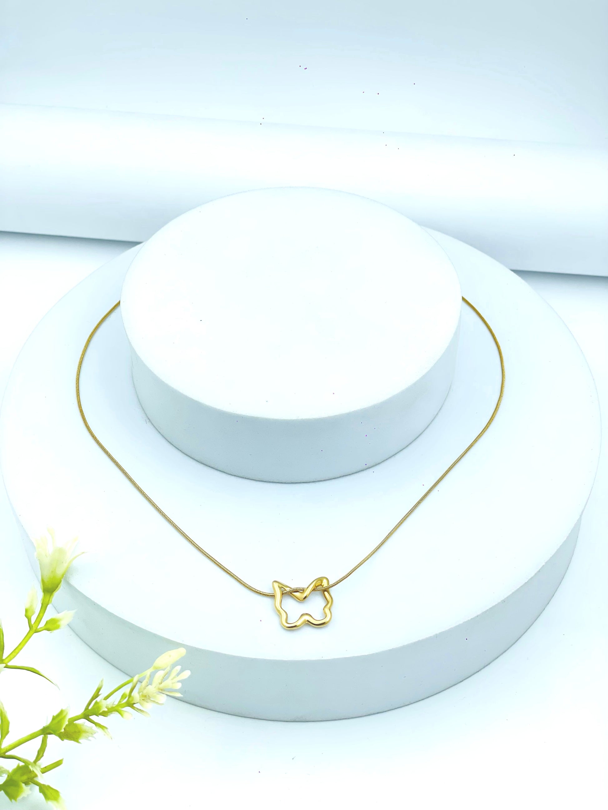Elegant Butterfly Pendant Necklace  Gold