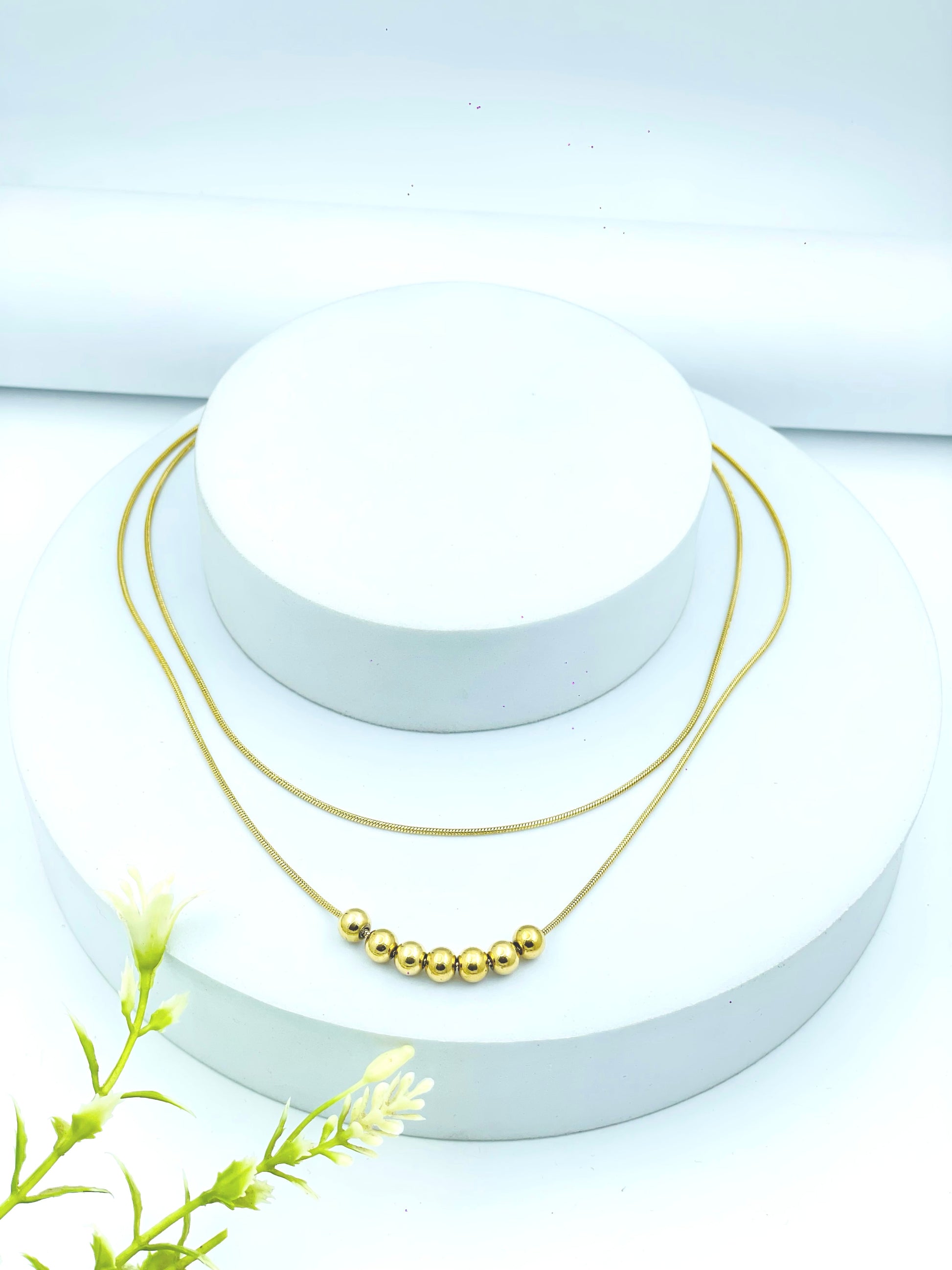 Elegant Gold Bead Necklace  Delicate Jewelry Piece