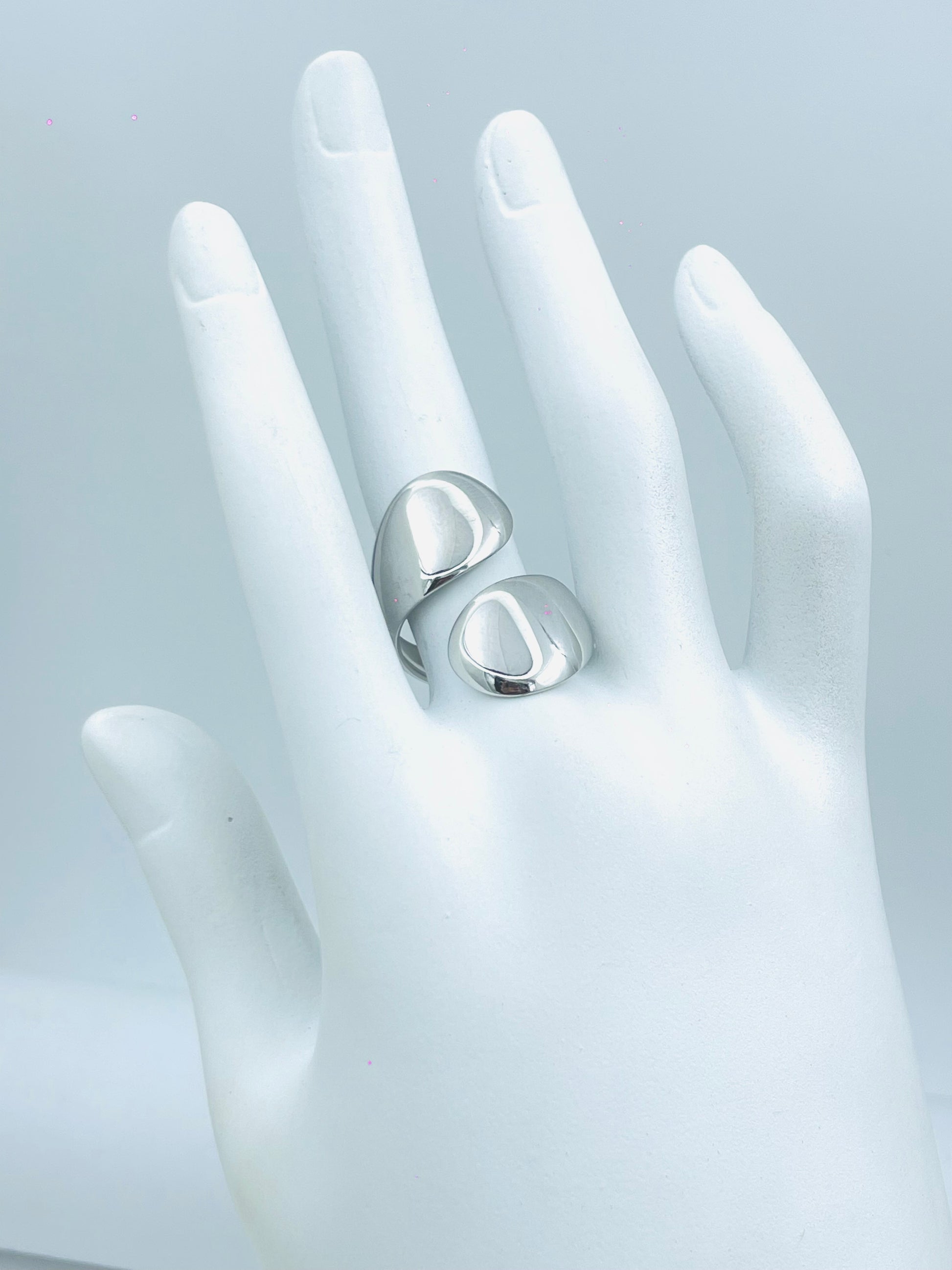 Elegant Silver Adjustable Wrap Ring  Modern Design