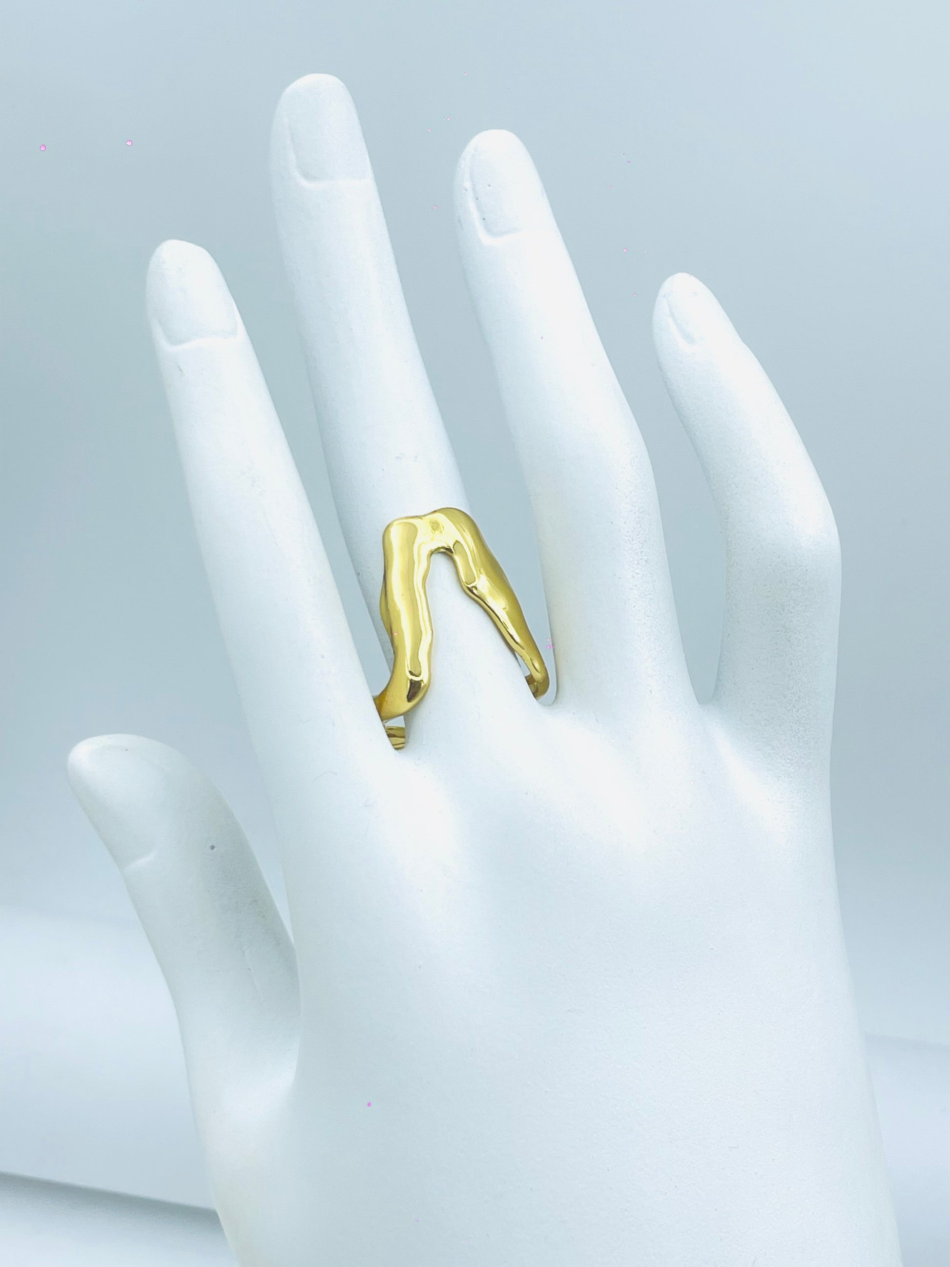 Unique Abstract Gold Plated Ring  Modern Design