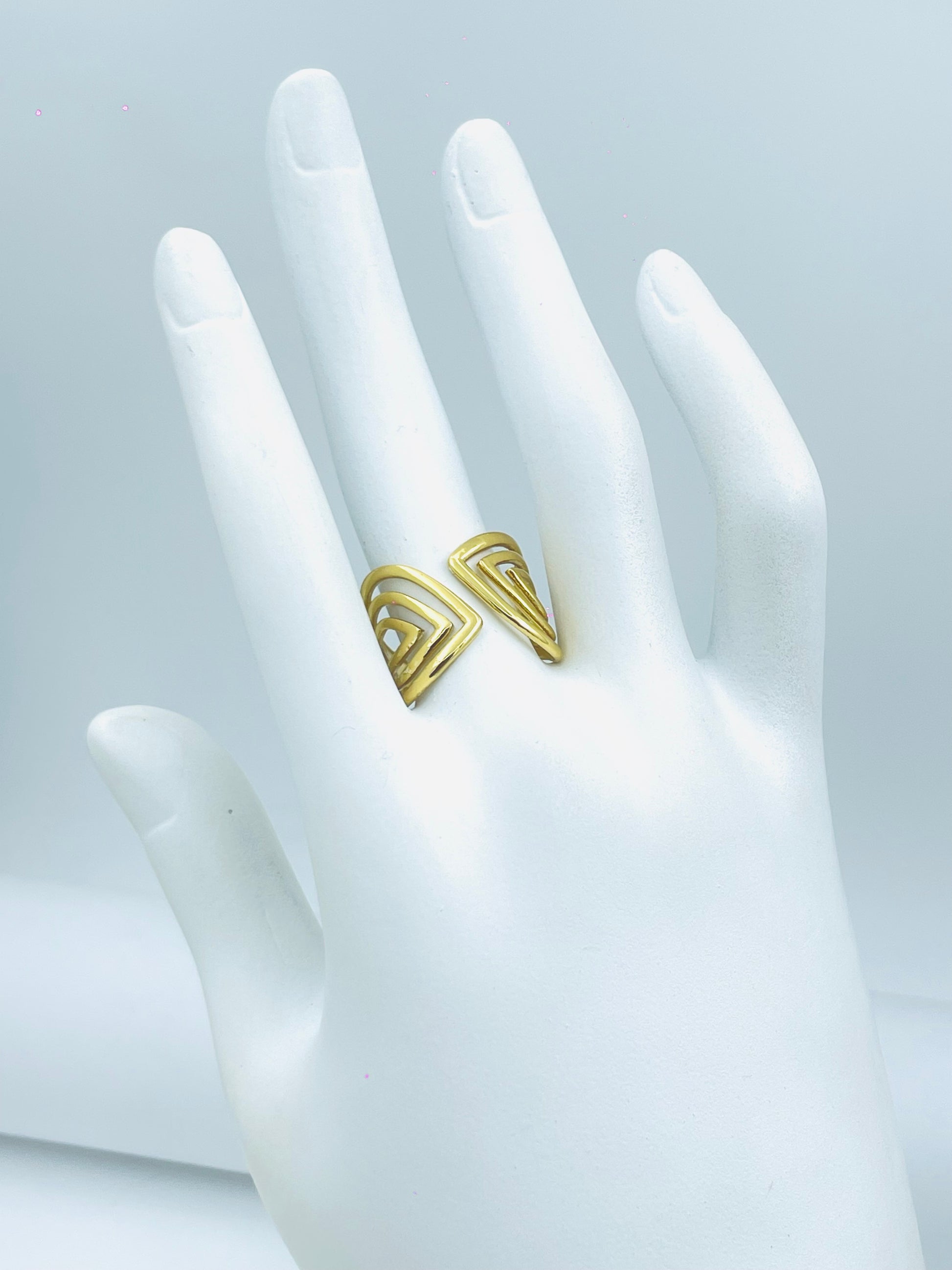 Stylish Geometric GoldTone Open Ring