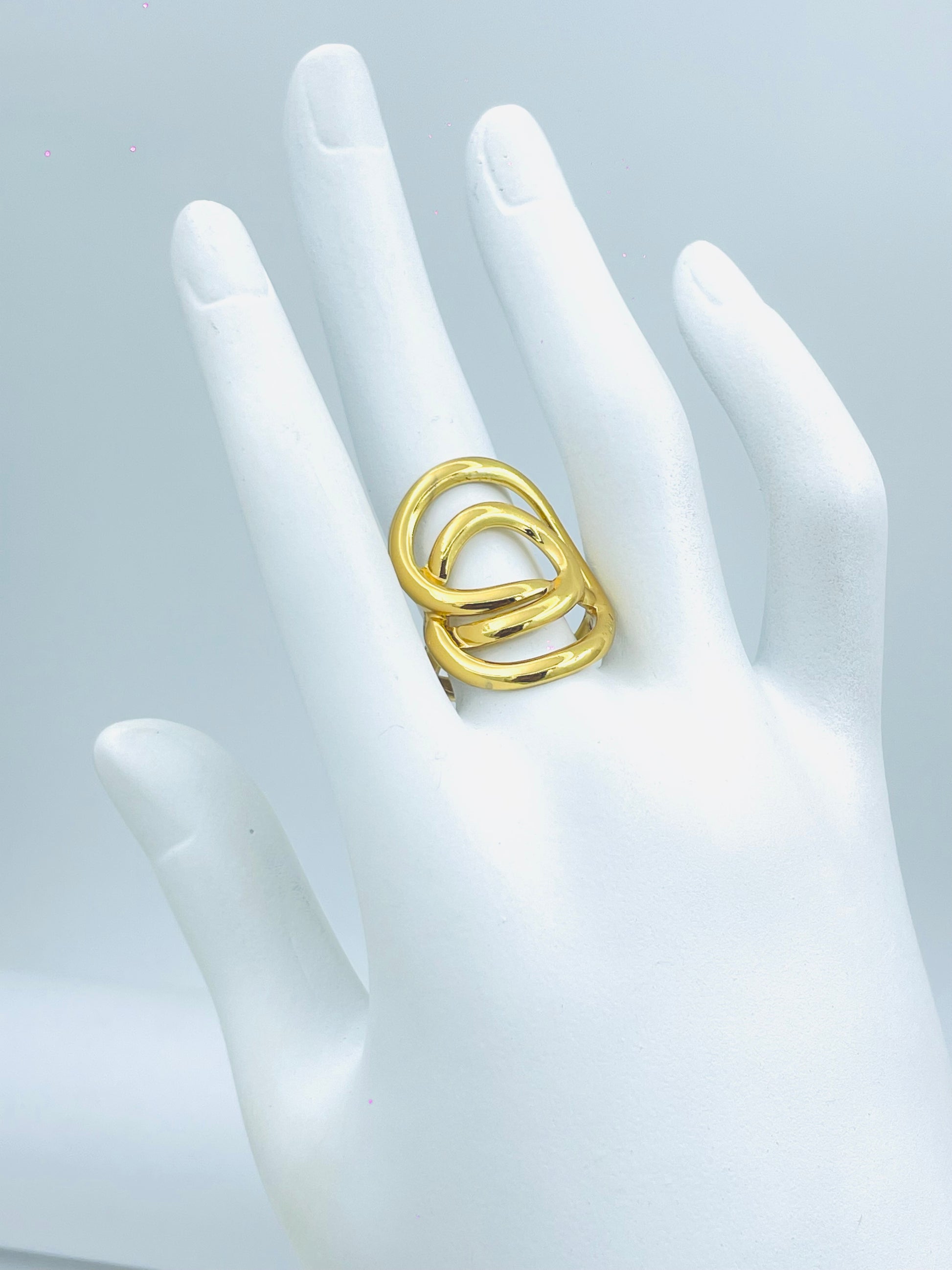 Elegant Triple Band Gold Ring  Modern Design