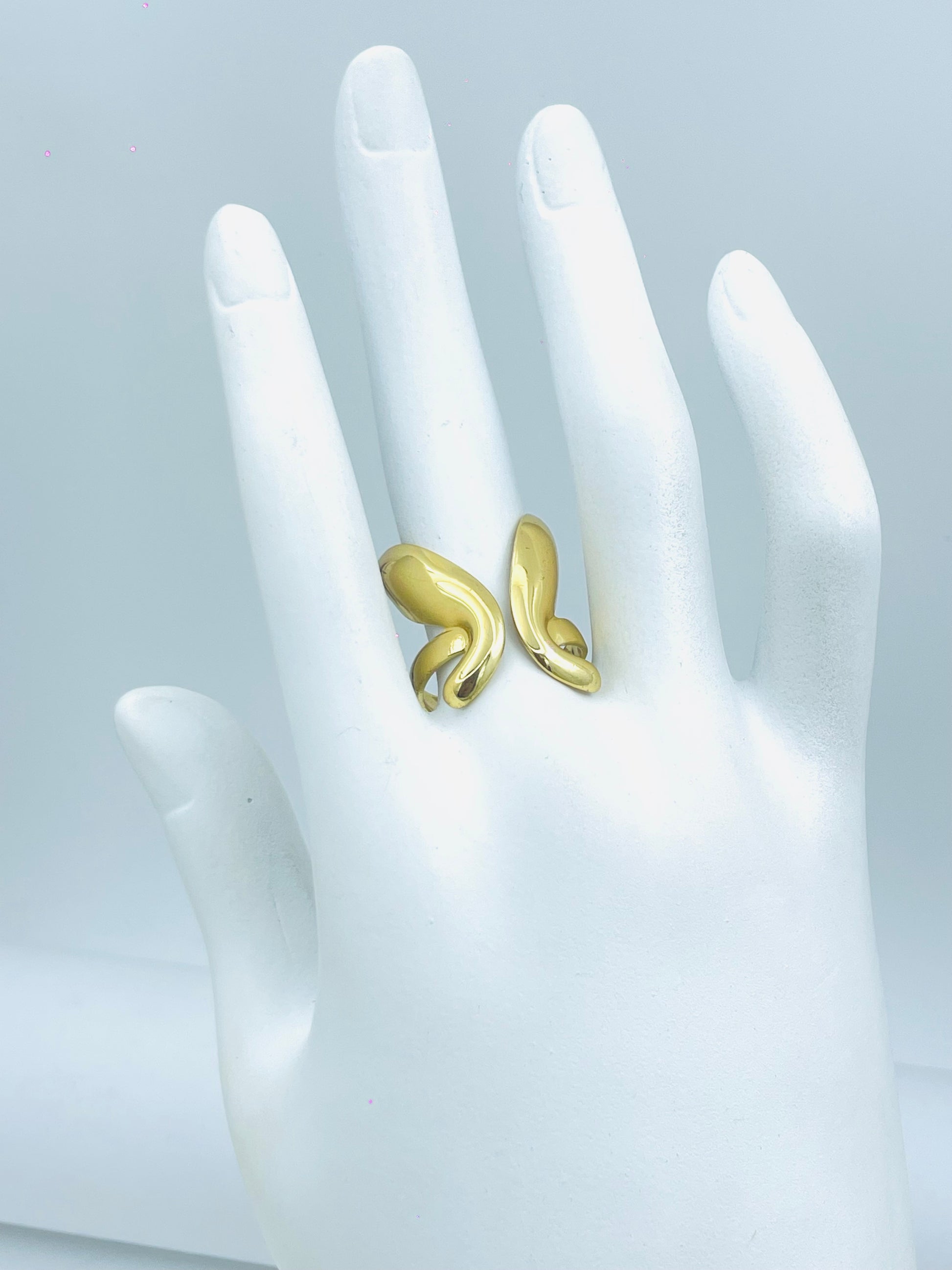 Elegant GoldTone Adjustable Leaf Ring