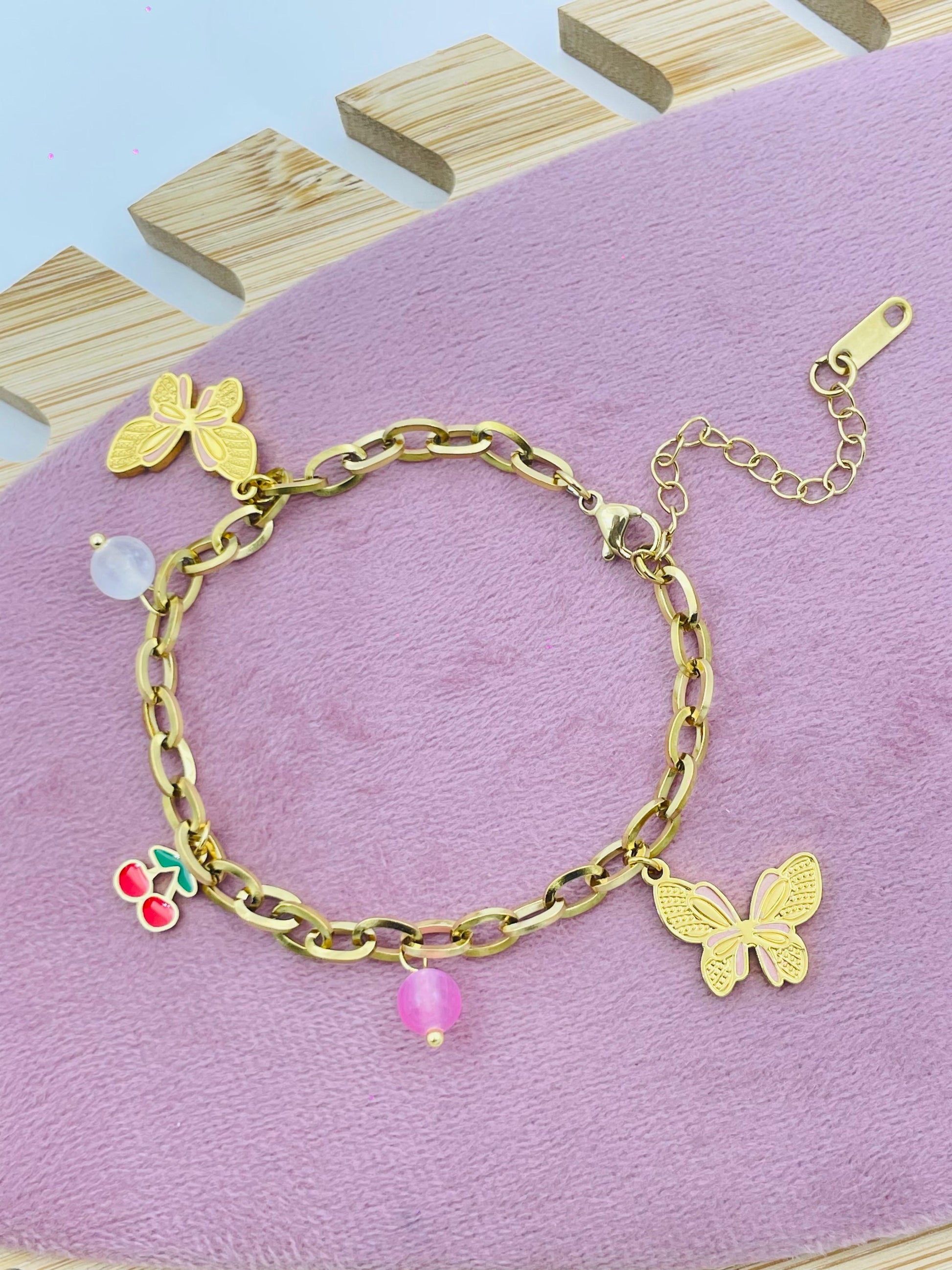 Elegant Butterfly Charm Gold Bracelet