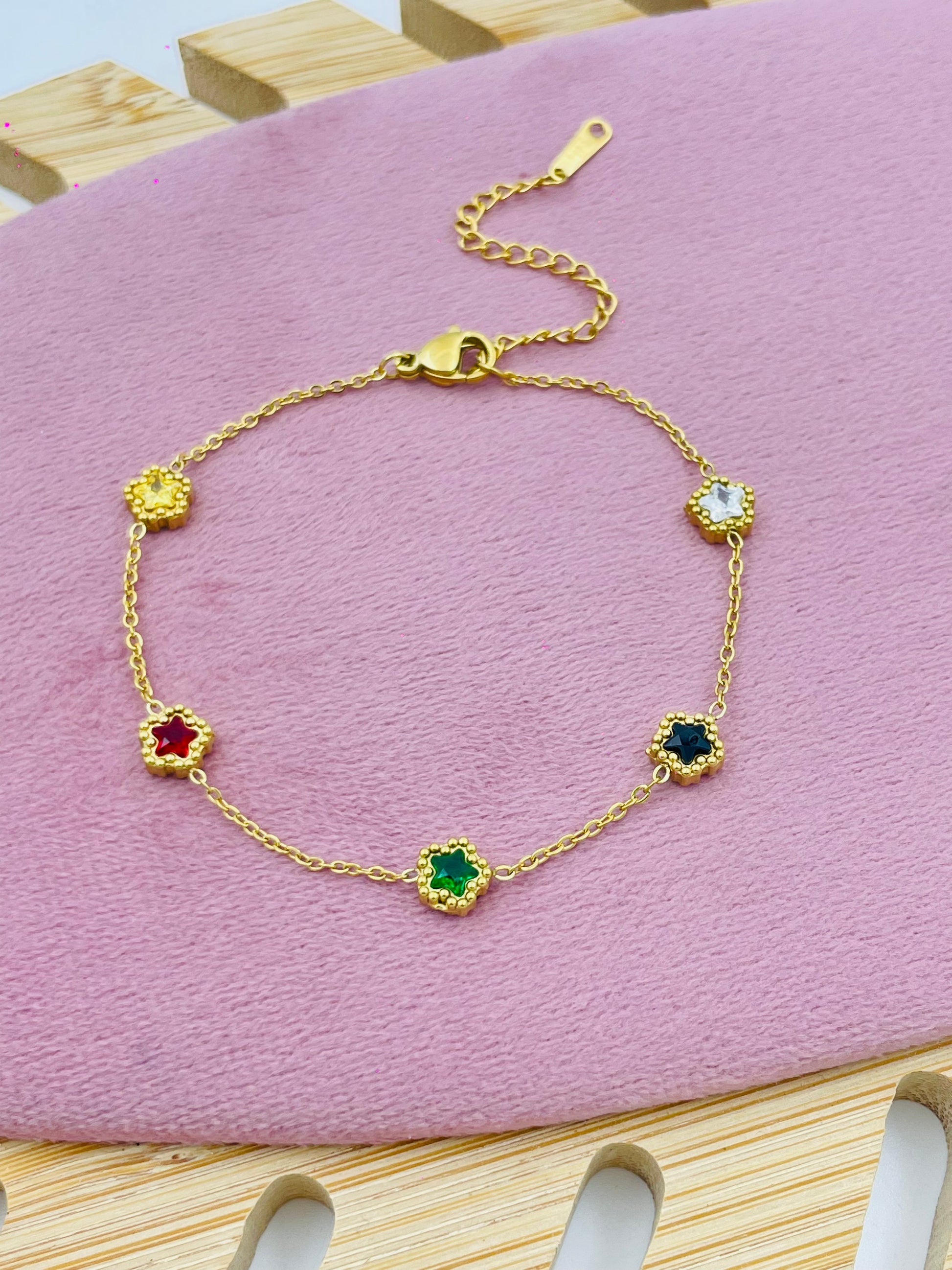 Elegant Gold MultiColored Gemstone Bracelet