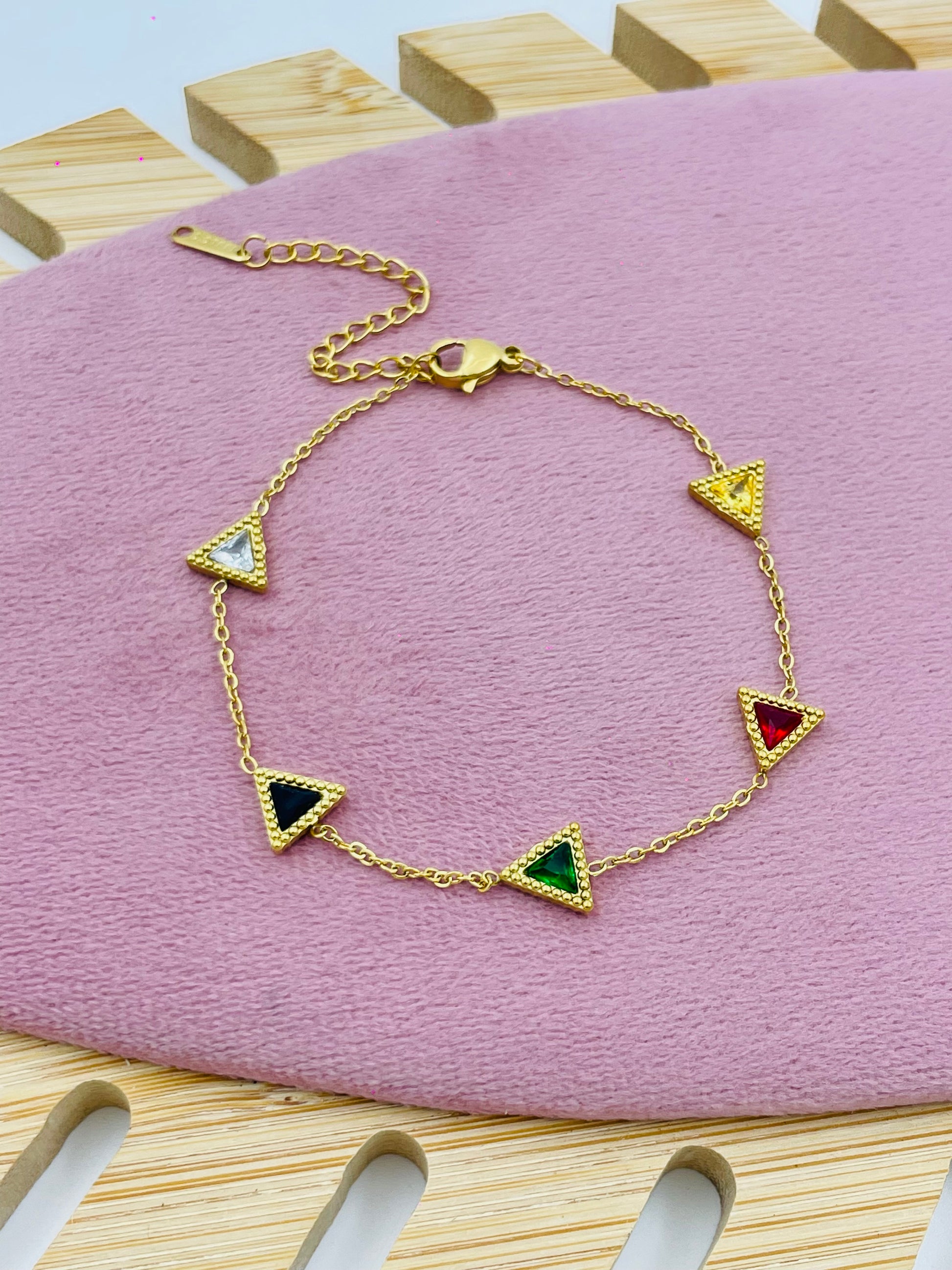 Elegant Multicolor Triangle Charm Bracelet