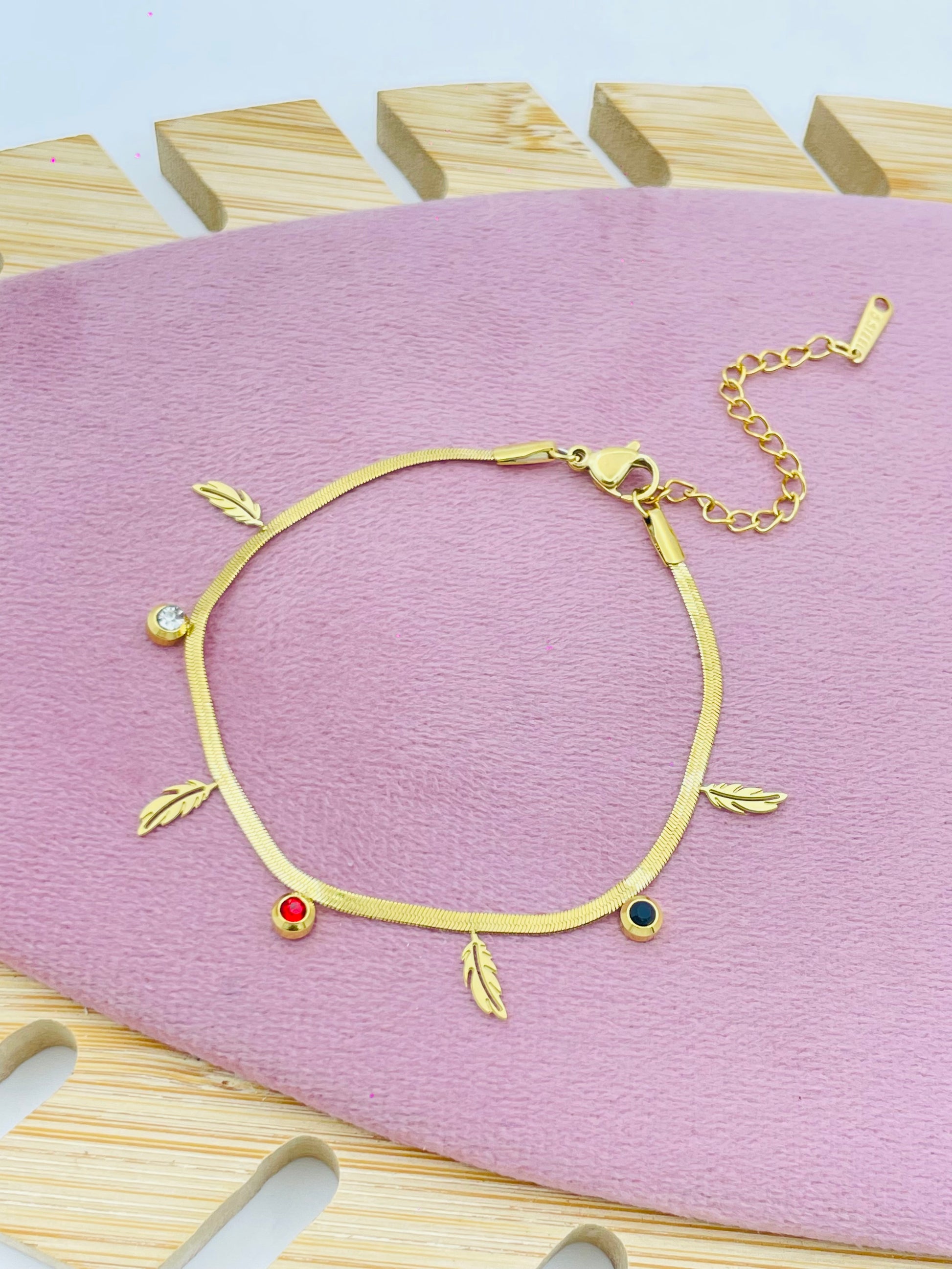 Stylish Gold Bracelets with Colorful Gemstone Charms