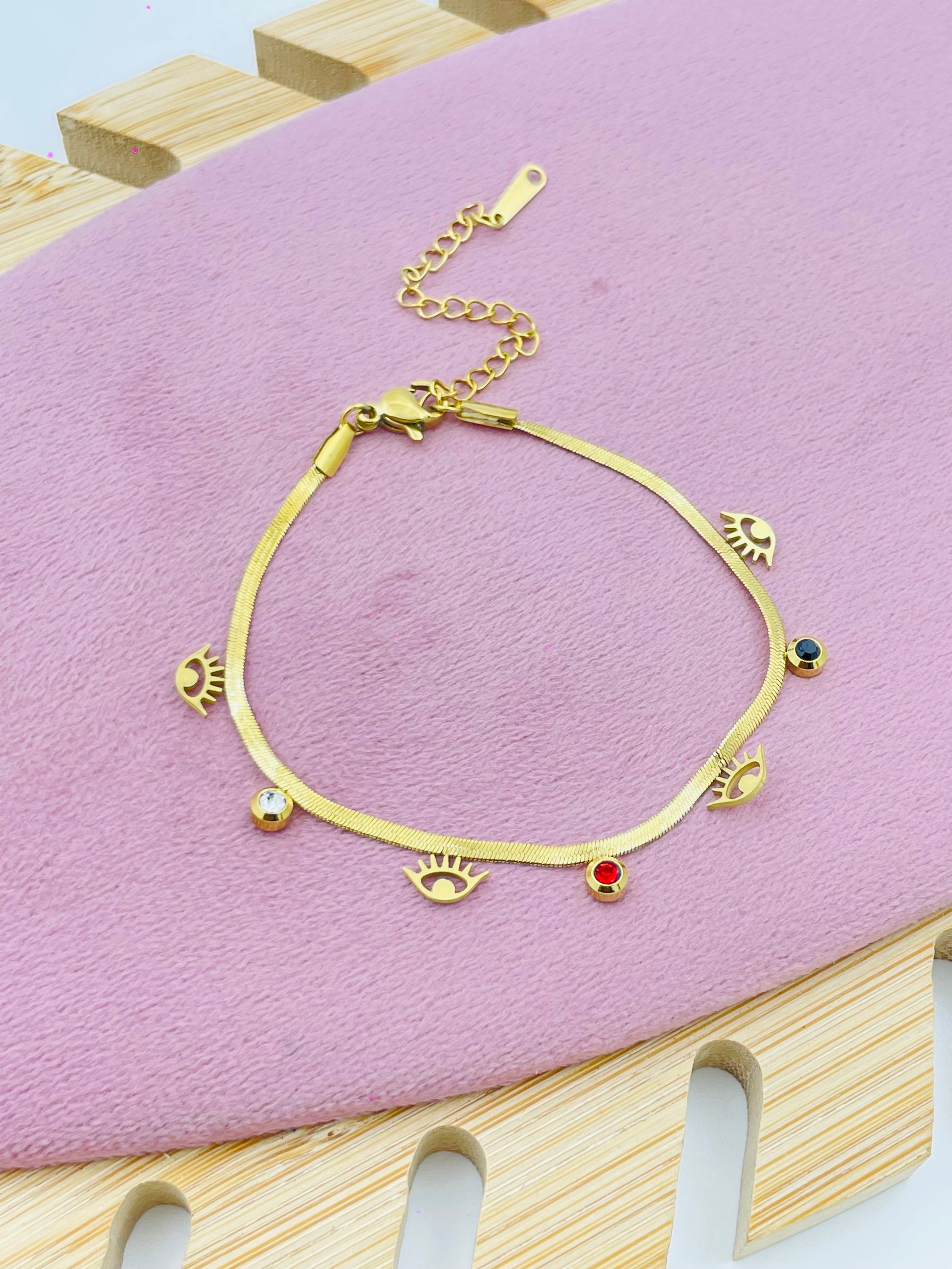 Evil Eye Gold with Colorful Charms
