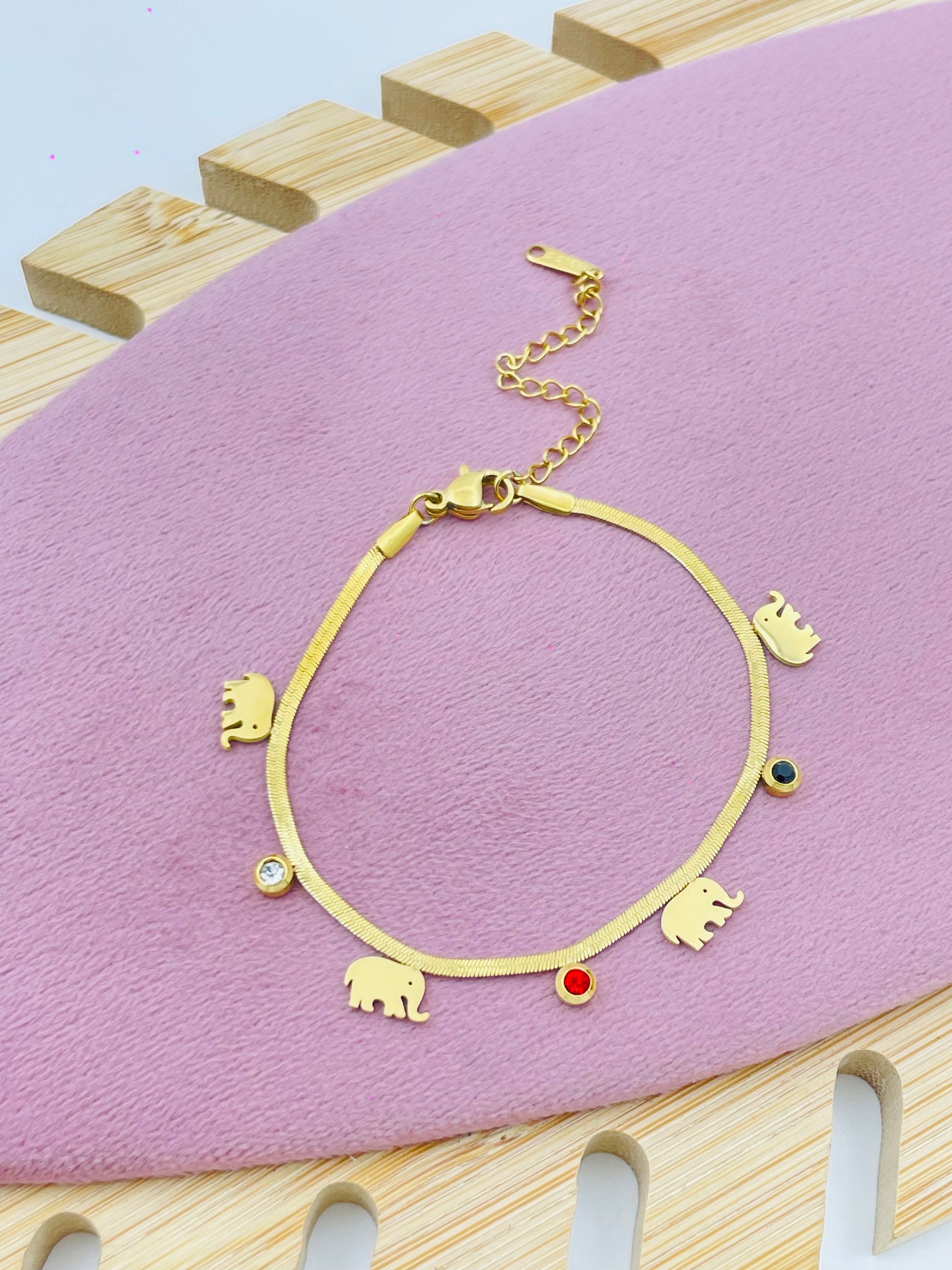 Elegant Gold Elephant Charm with Colorful Accents