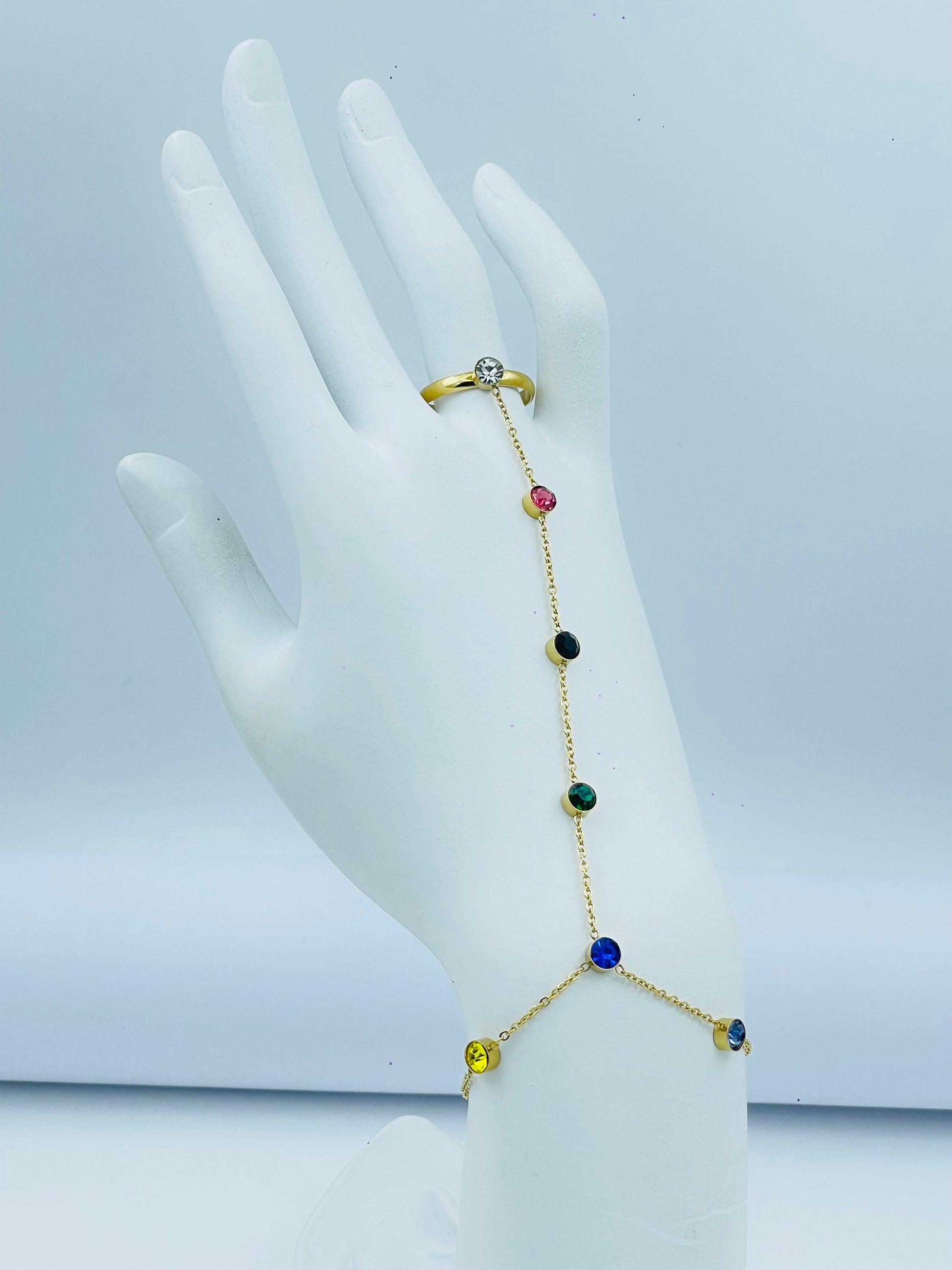 Elegant Multicolor Stone Hand Harness Bracelet