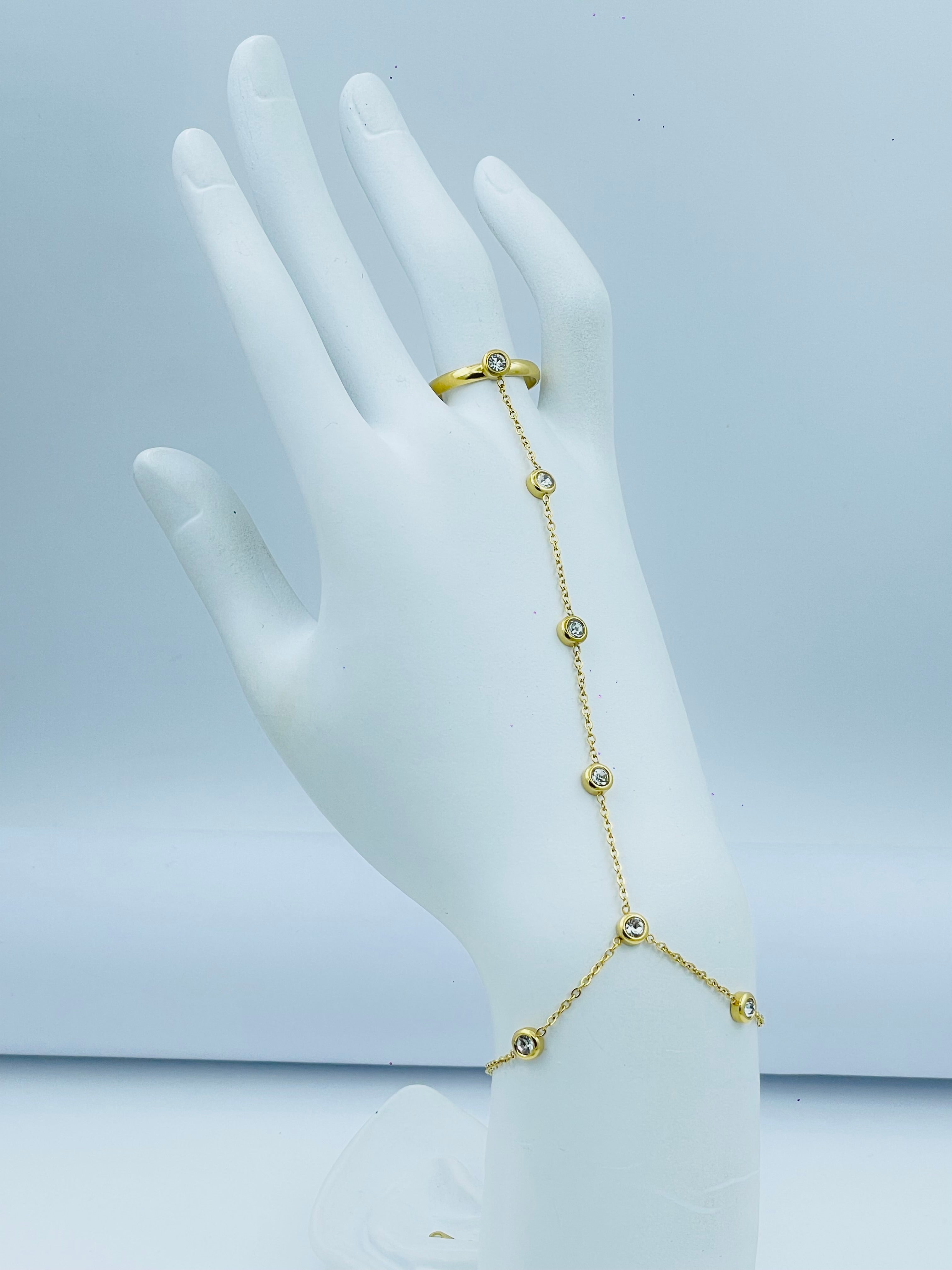 Elegant Gold Hand Harness with Diamond Accents
