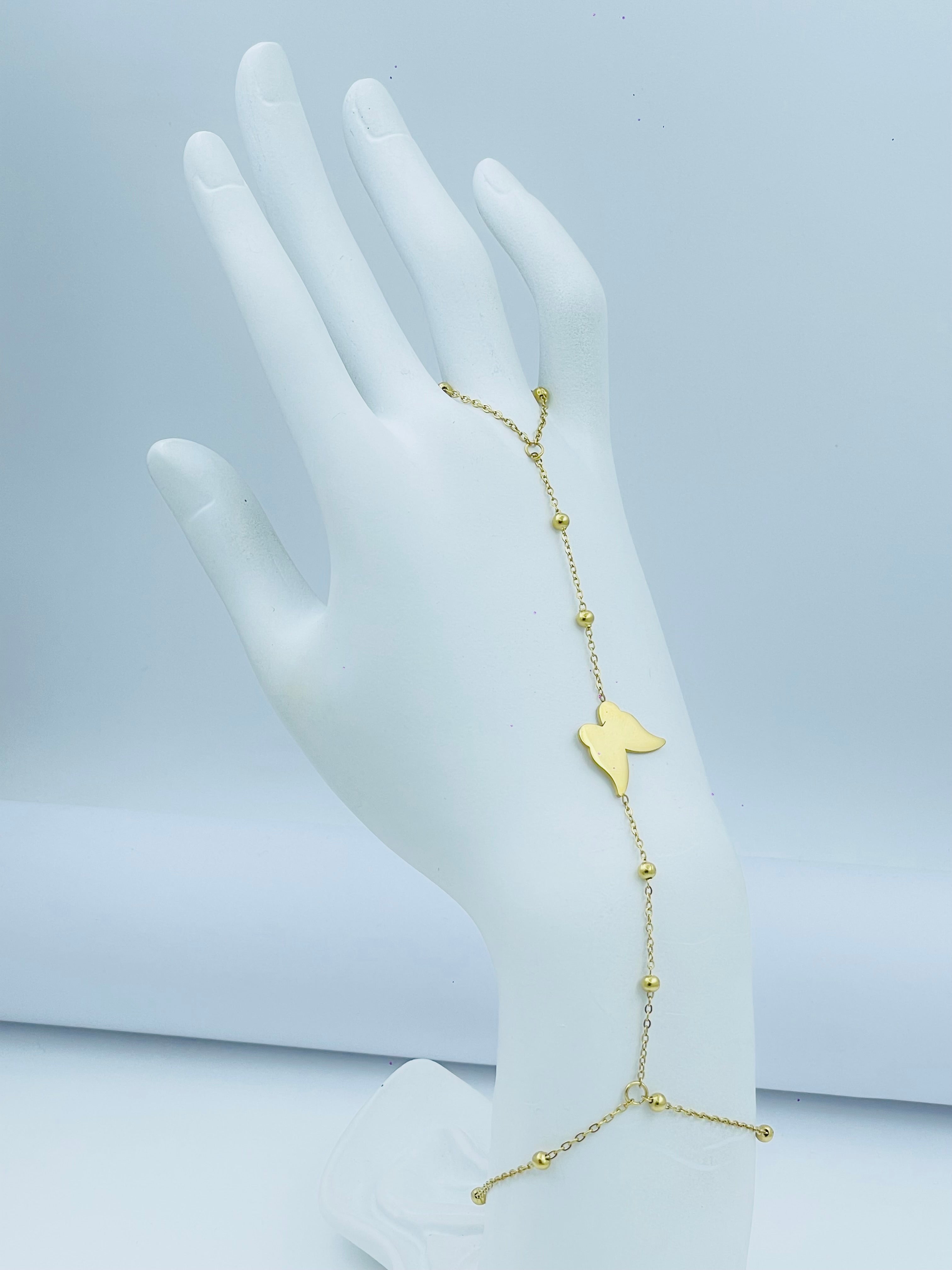 Elegant Gold Butterfly Hand Chain Bracelet