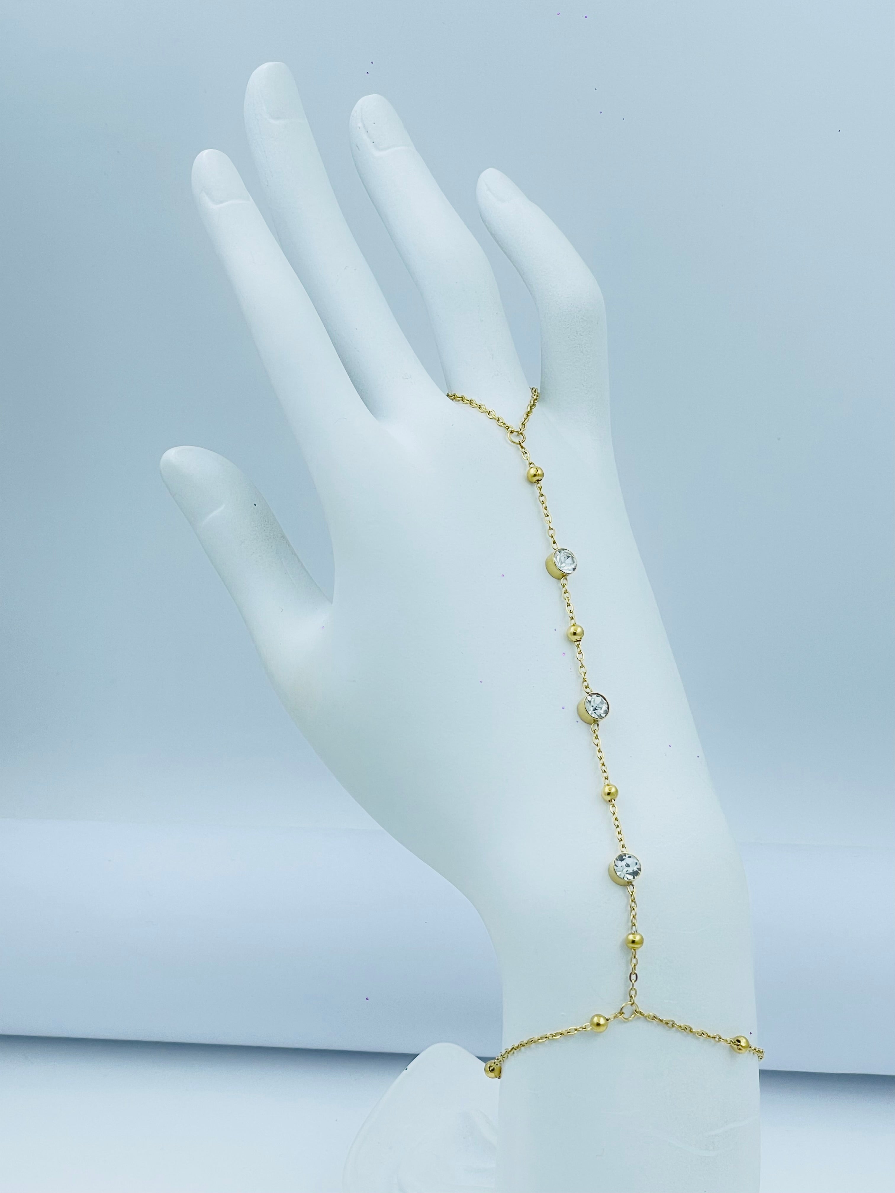 Elegant Gold and Diamond Hand Harness