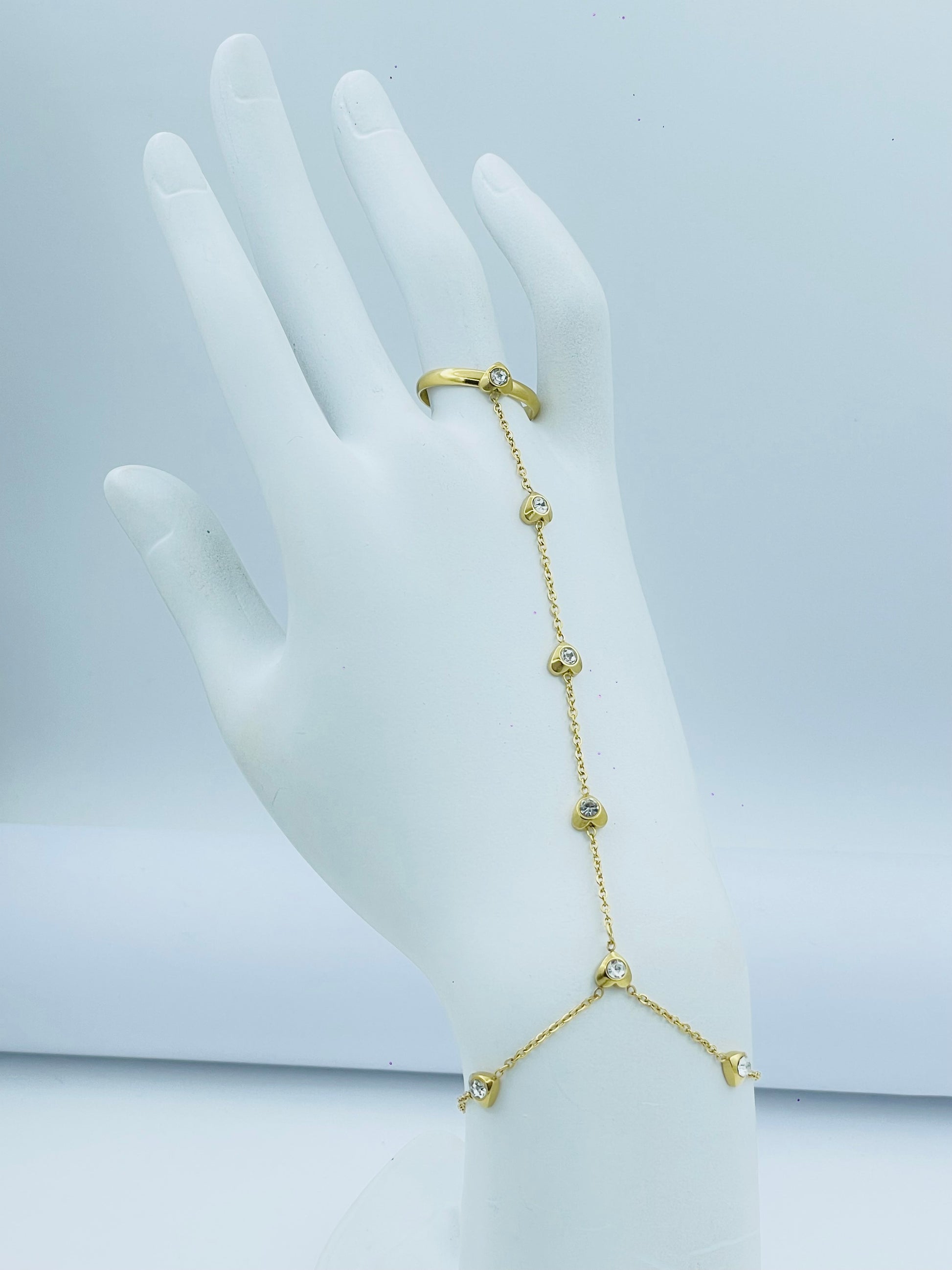 Elegant Gold Hand Harness with Diamond Accents