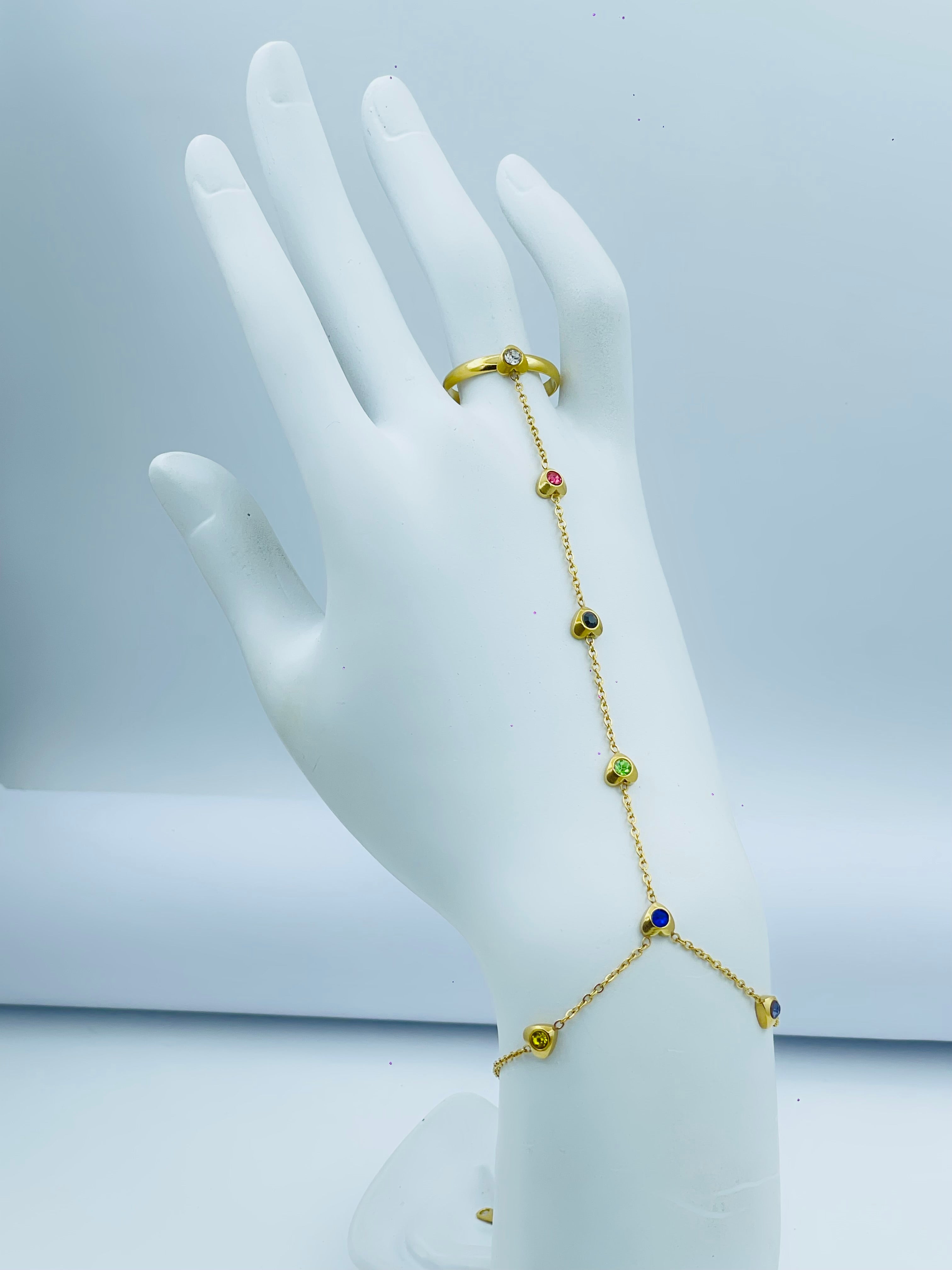 Elegant Gold MultiStone Hand Harness Jewelry