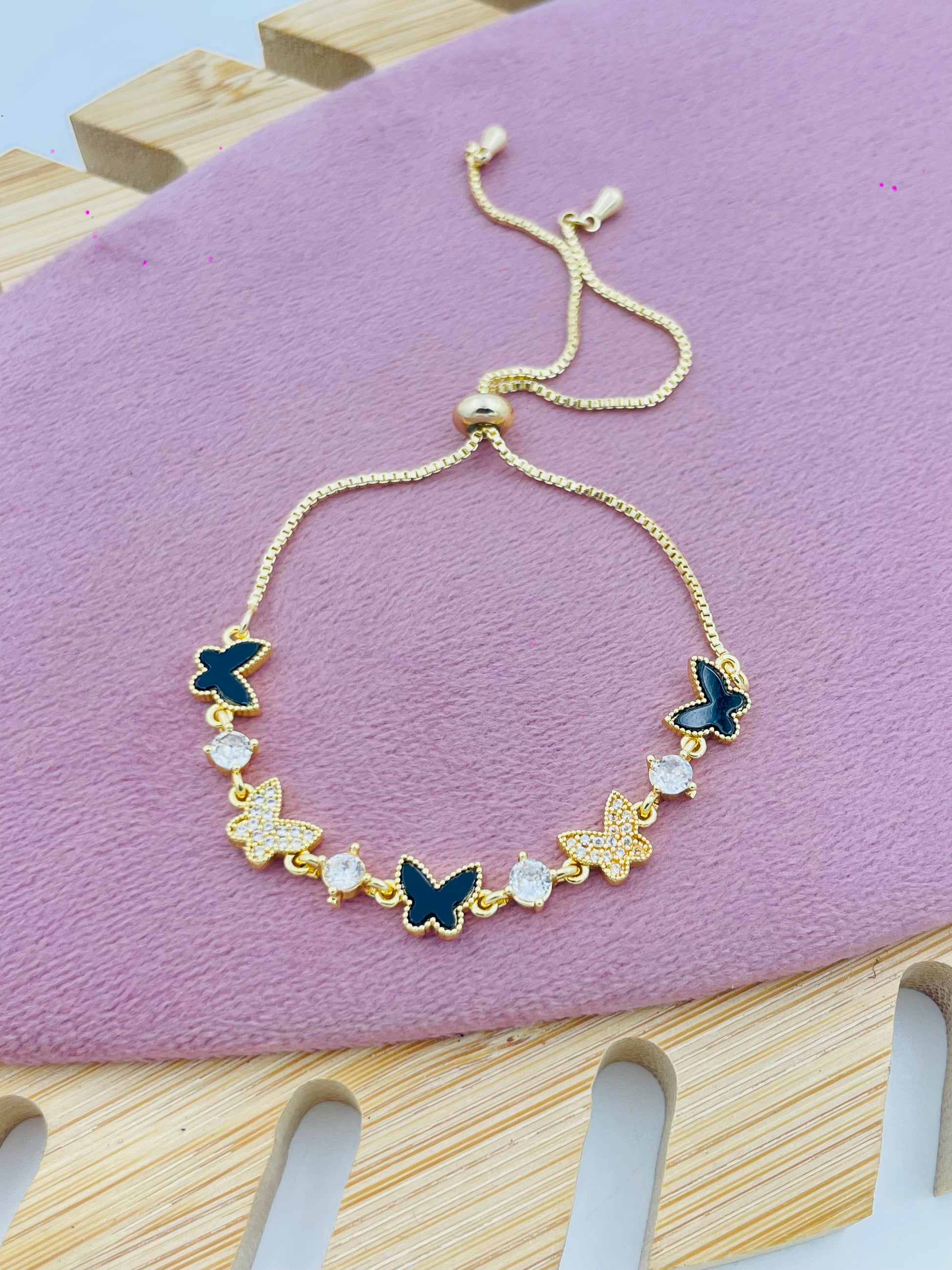 Elegant Butterfly Charm Bracelet  Gold Chain