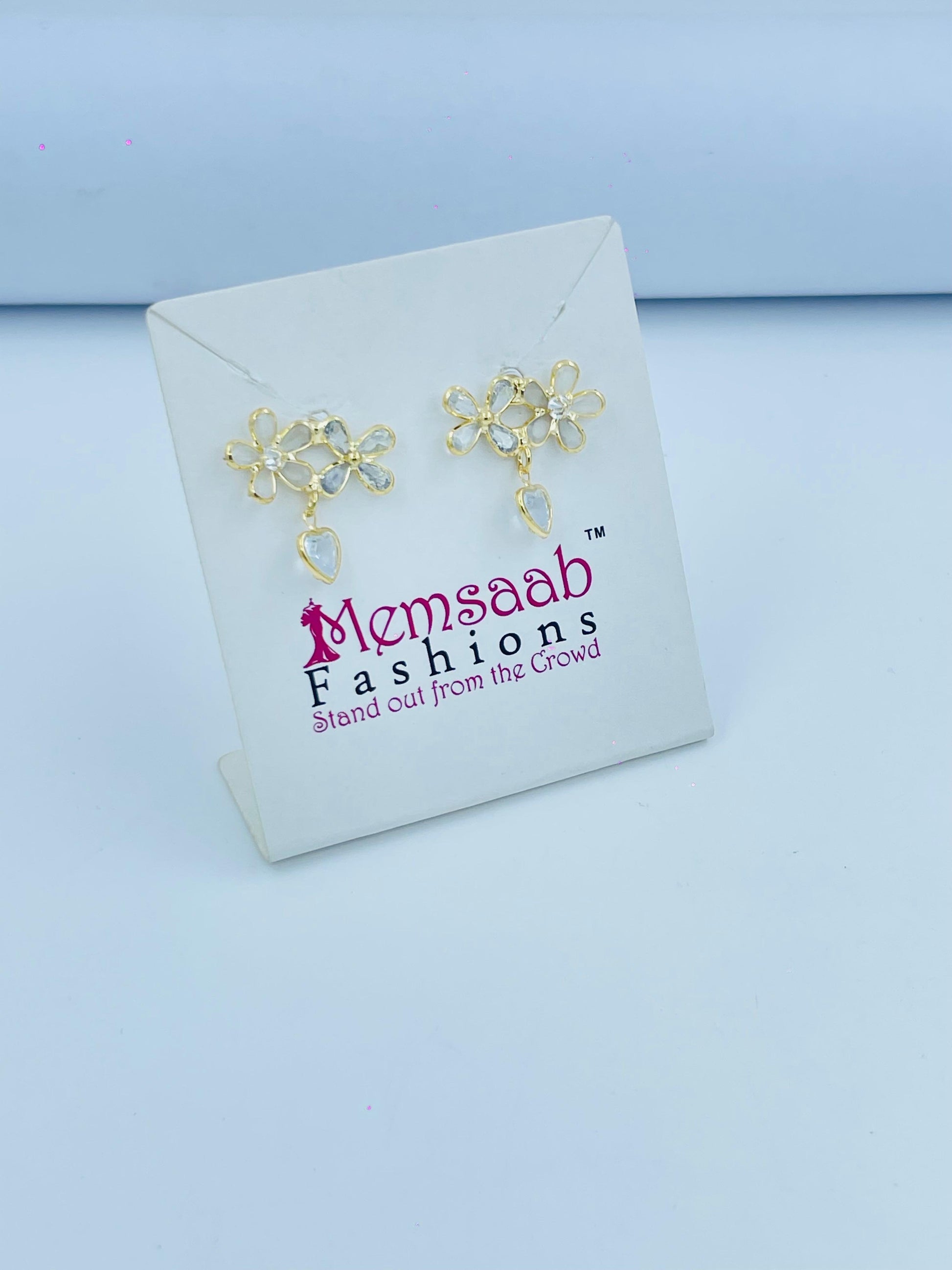 Crystal Flower Earrings - Gold & Silver Options